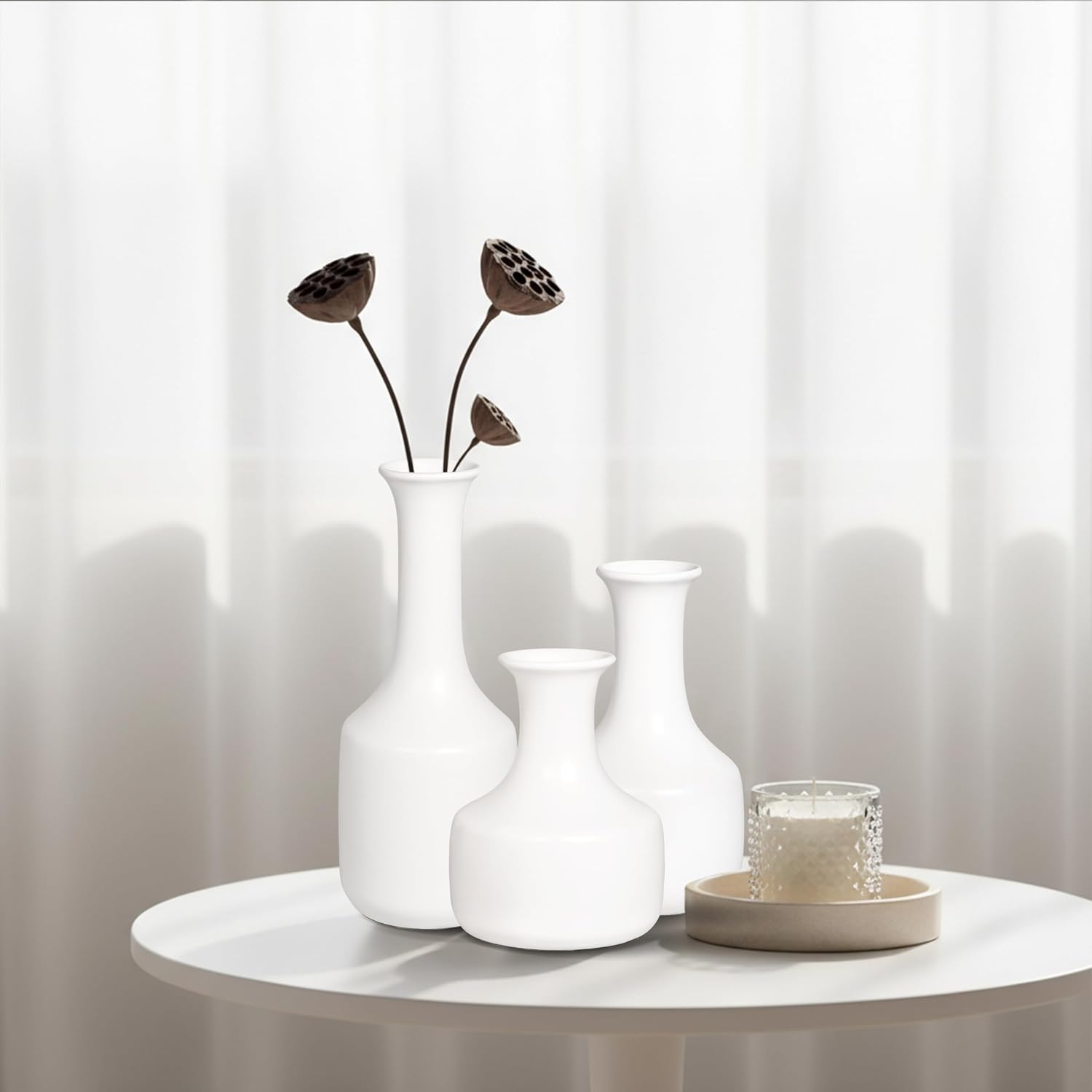 Small Ceramic Vase / White / 7 Inch