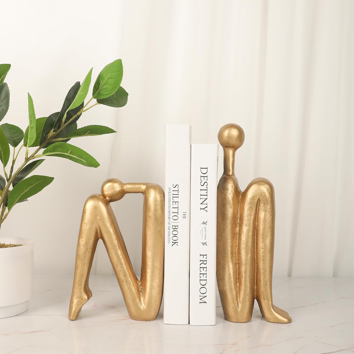 Thinker Cast Iron Bookends / Thinkera Brass