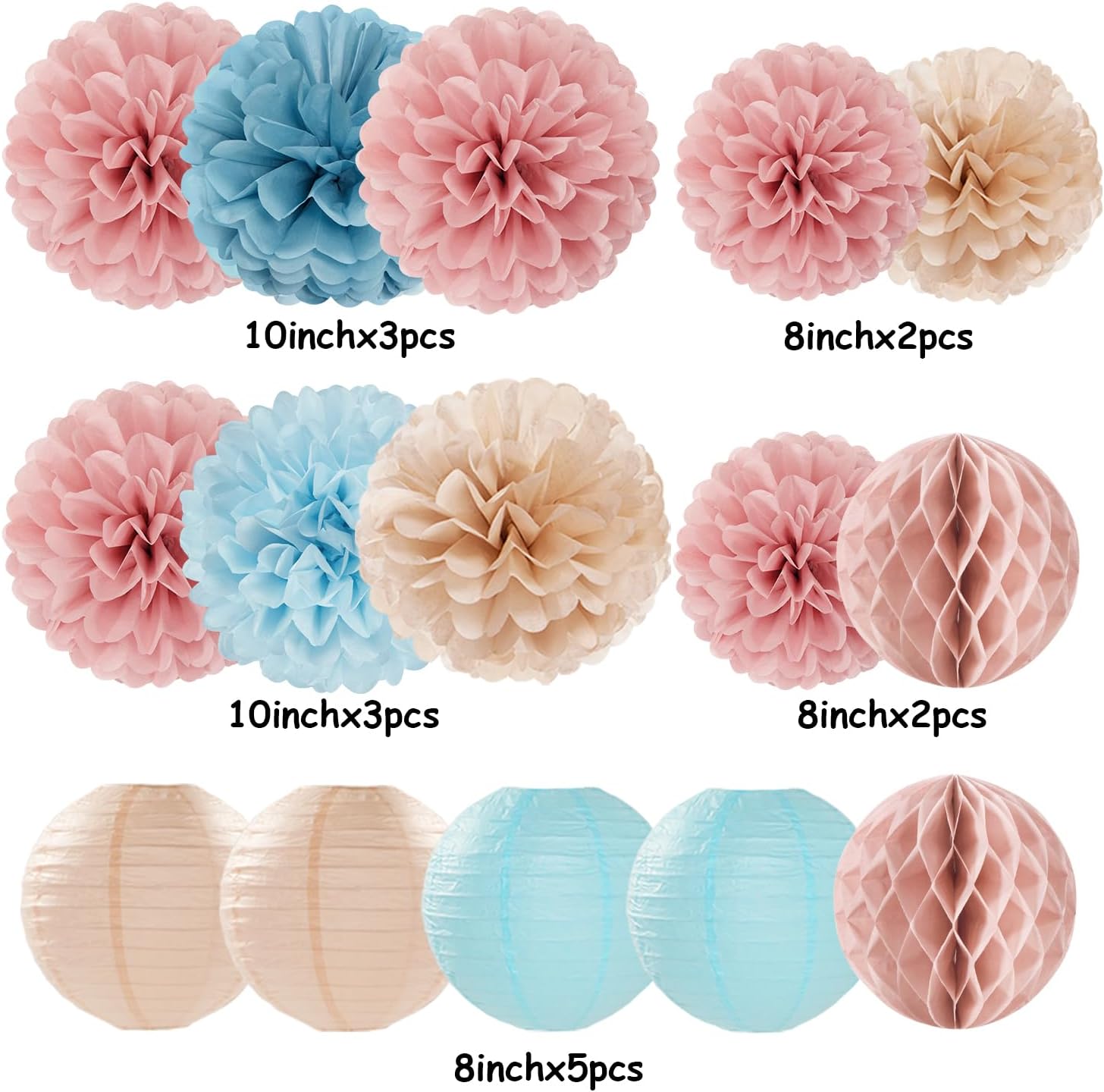 Party-Decorations Paper Lanterns / Dusty-blue Pink