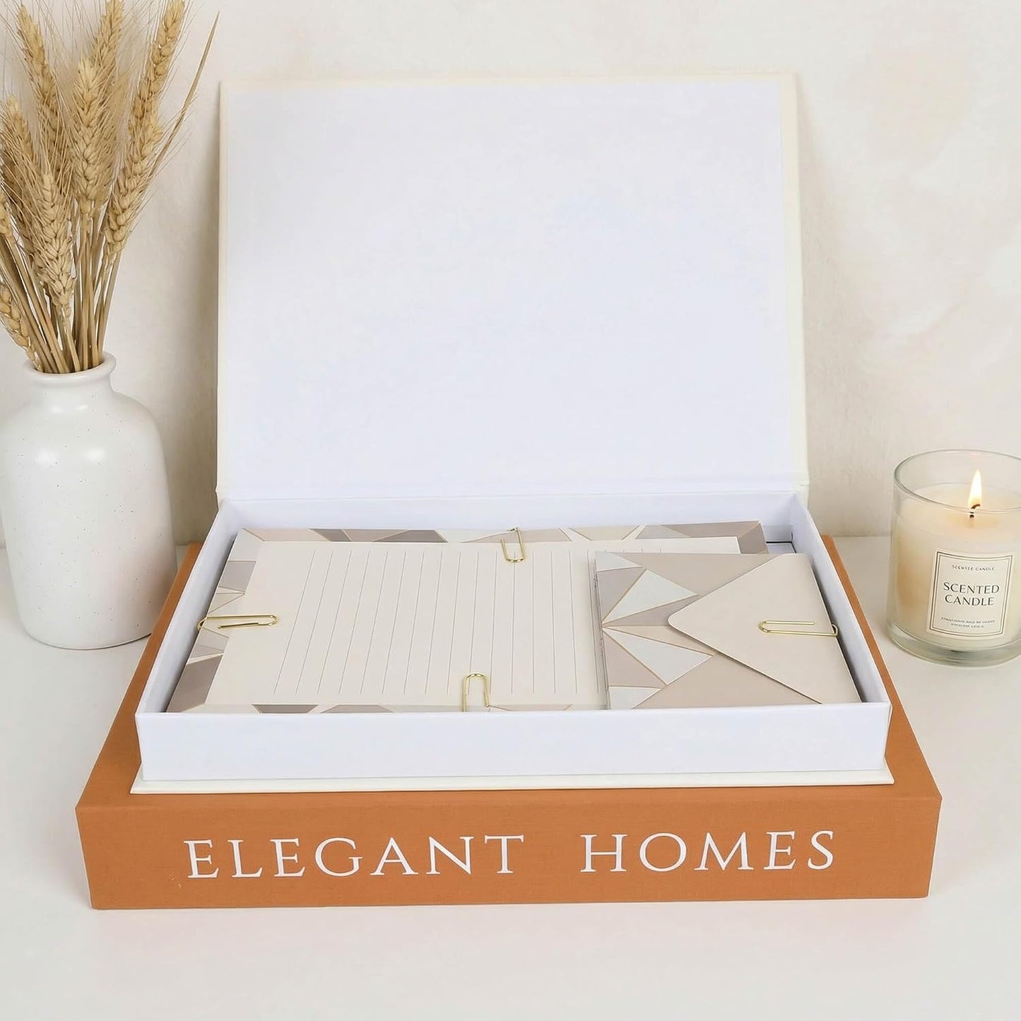 Faux Books Storage Box / Brown-beige / Set of 2