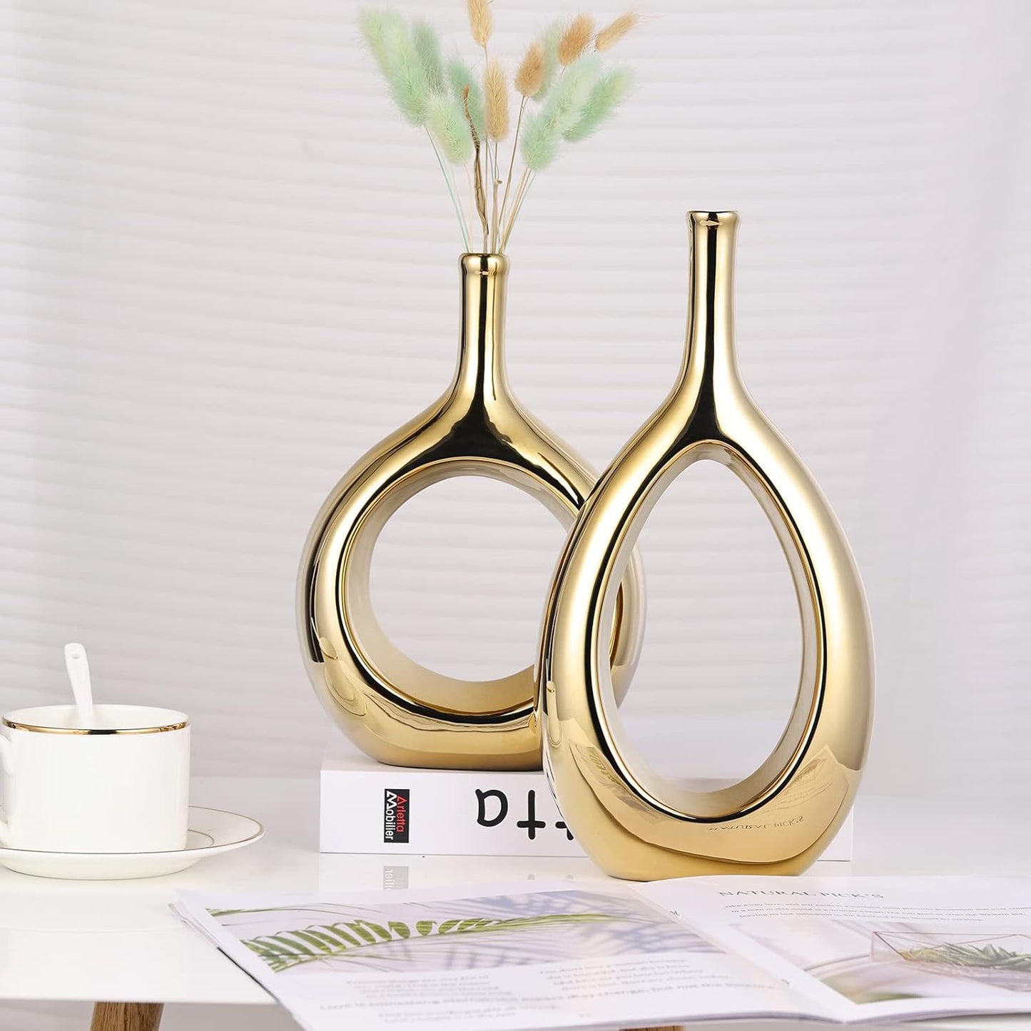 Vase Ceramic Gold Vases Home Decor / Glossy Gold