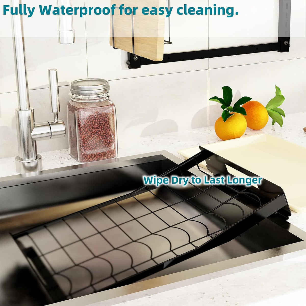 Hanging Wall Mounted Dish Drying Rack, Cutting Board Rack*1, Hook*4, Drain Tray*2, Apartment & RV Wall Mounted Dish