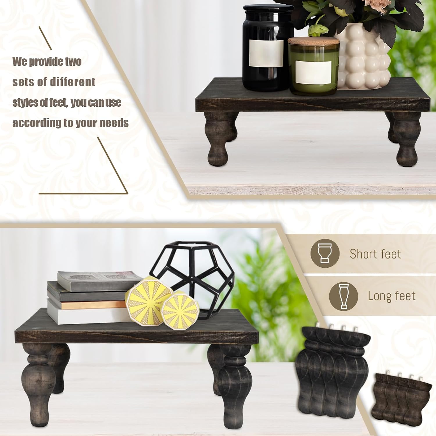 Rustic Washed Black Tray Riser / Rectangular - Wash Black