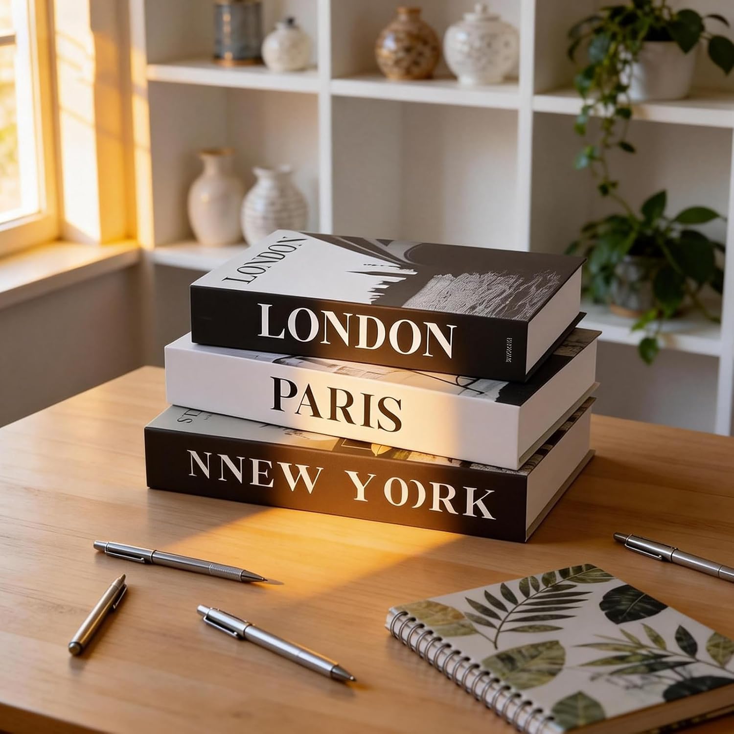 Faux Decorative Books / 3-paris London Newyork Kiss / Set of 3