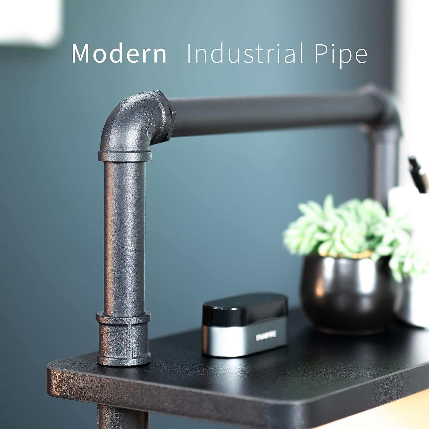 VIVO Clamp-on Premium 16 inch Industrial Pipe 2-Tier Tabletop Shelving, Heavy Duty Desk Extension Organizer, Modern