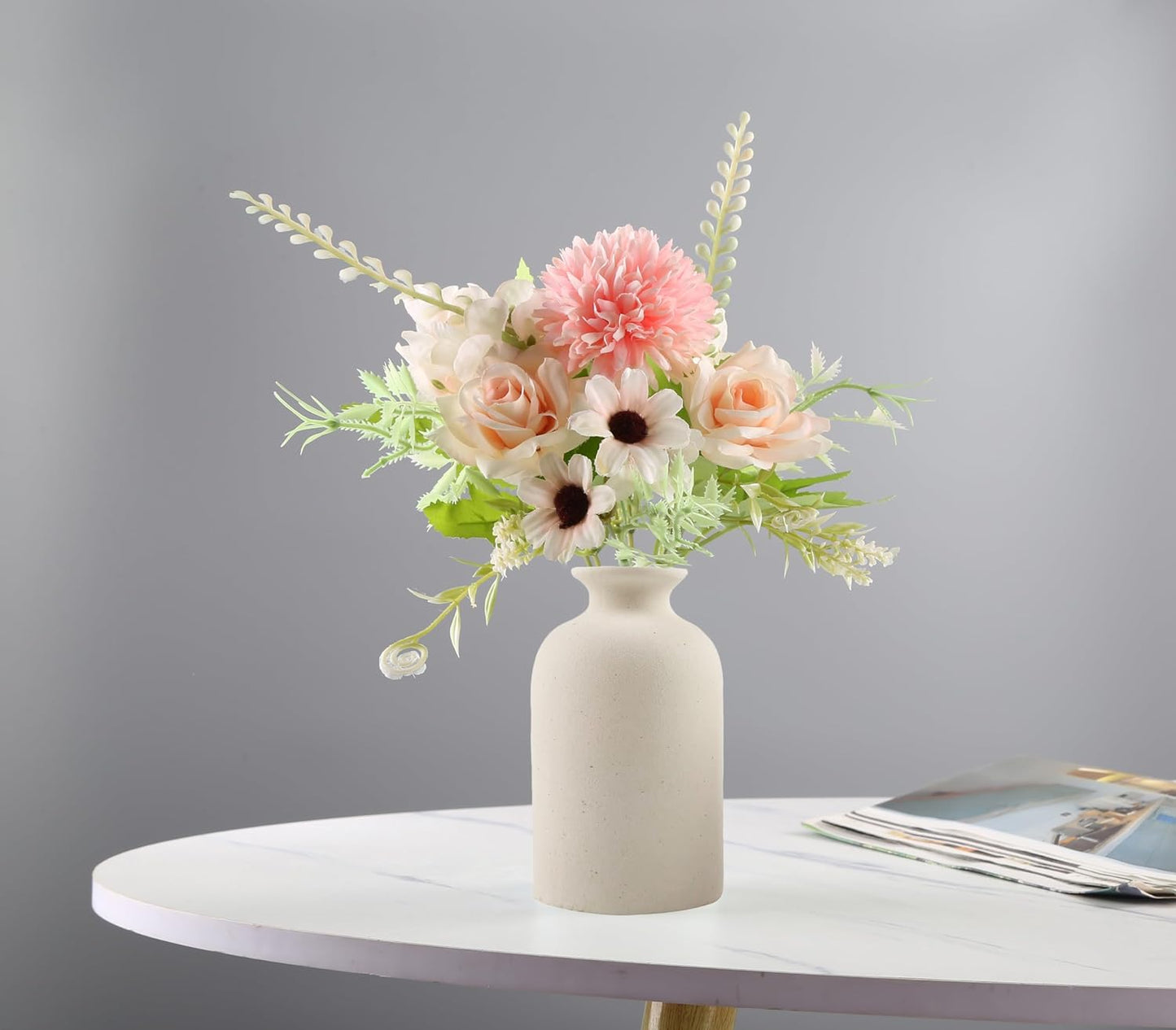 Ceramic Vase / Dry Flower Vases Minimalism Style for Modern Table Shelf Home Decor / Beige / Large
