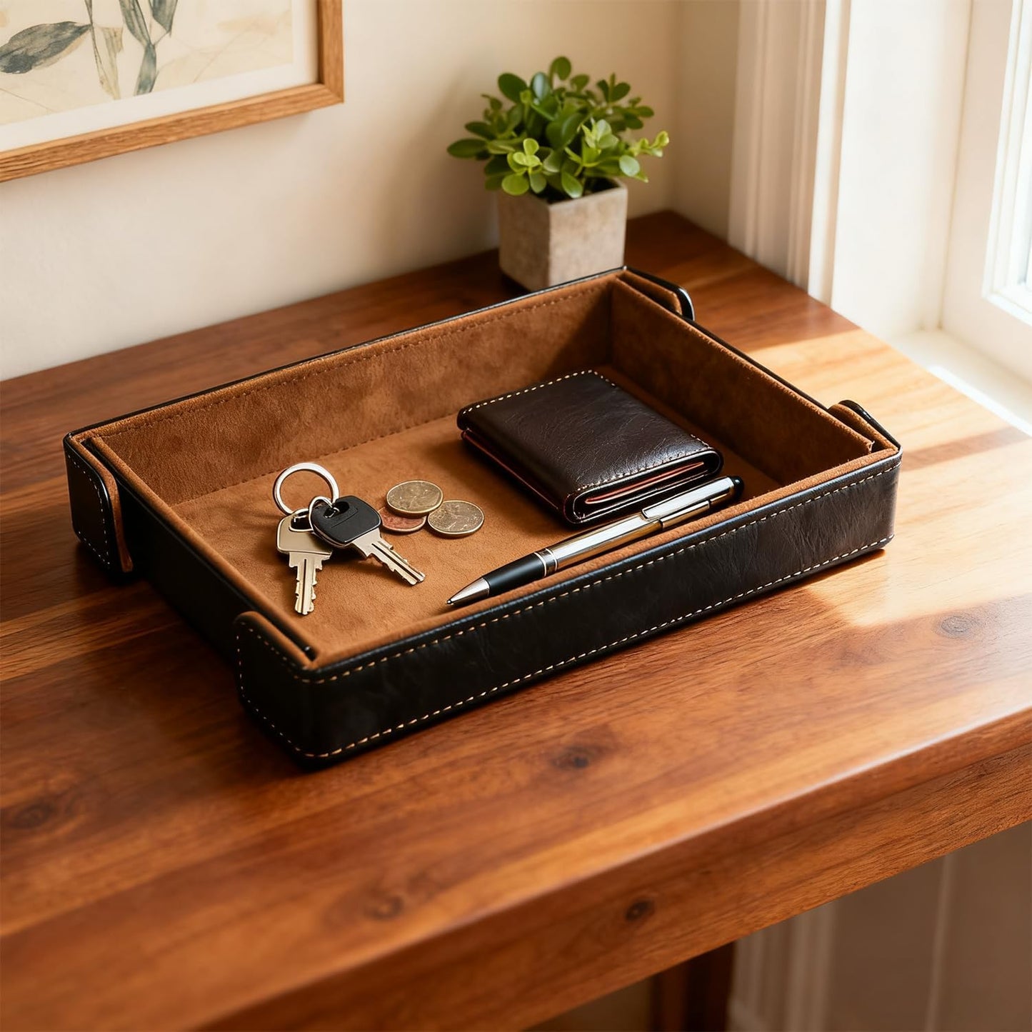 Valet Tray Desktop Storage Organizer Catchall Tray for Jewelry