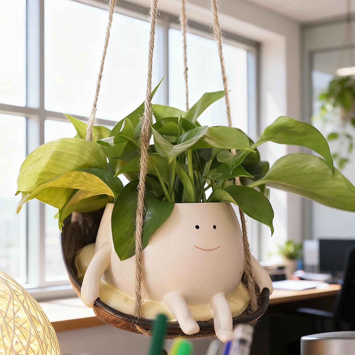 Hanging Swing Chair Planter Pot Smile Face Plant Pot / Small