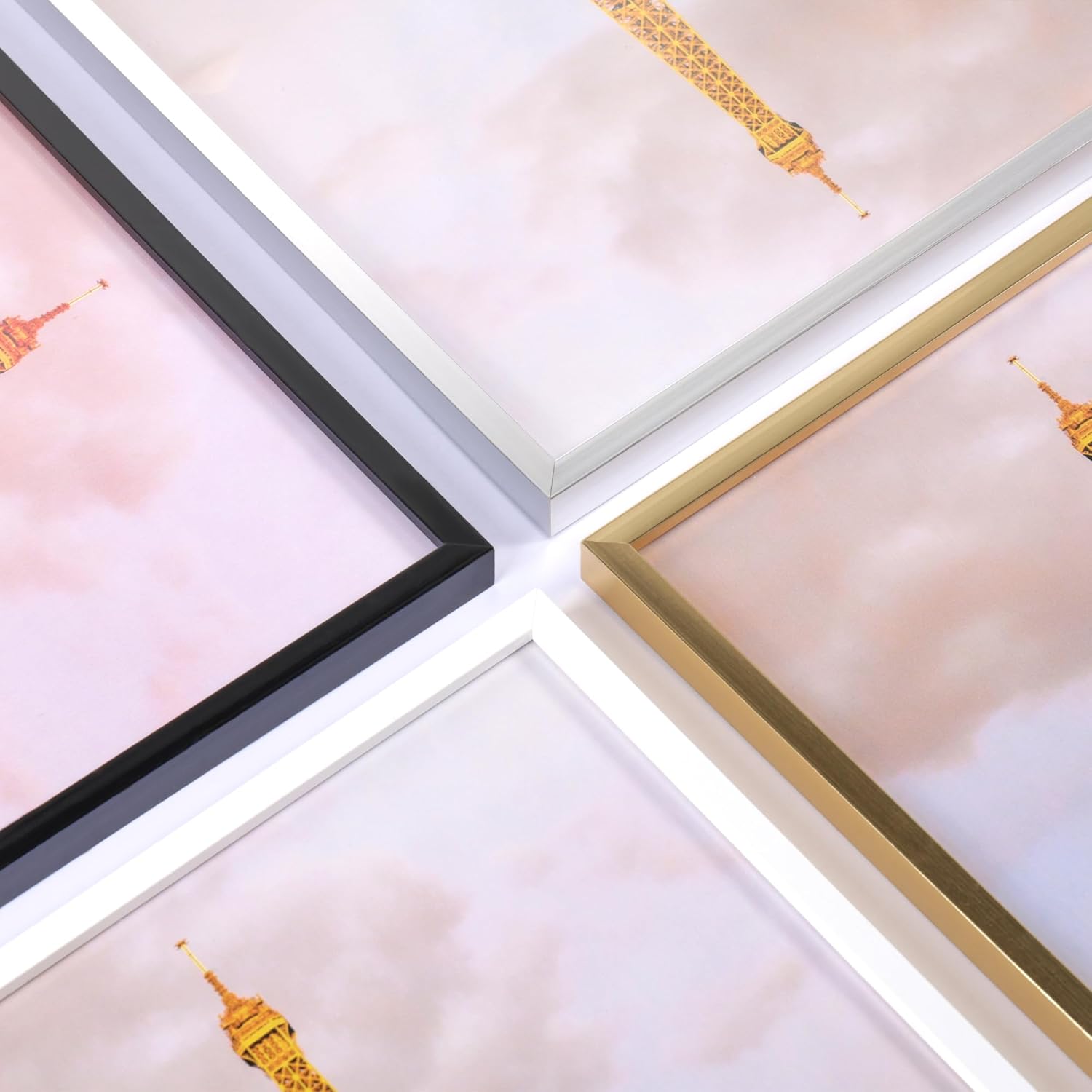 Picture Frame / Made of High Definition Glass / Gold / 8 x 10 / Set of 3
