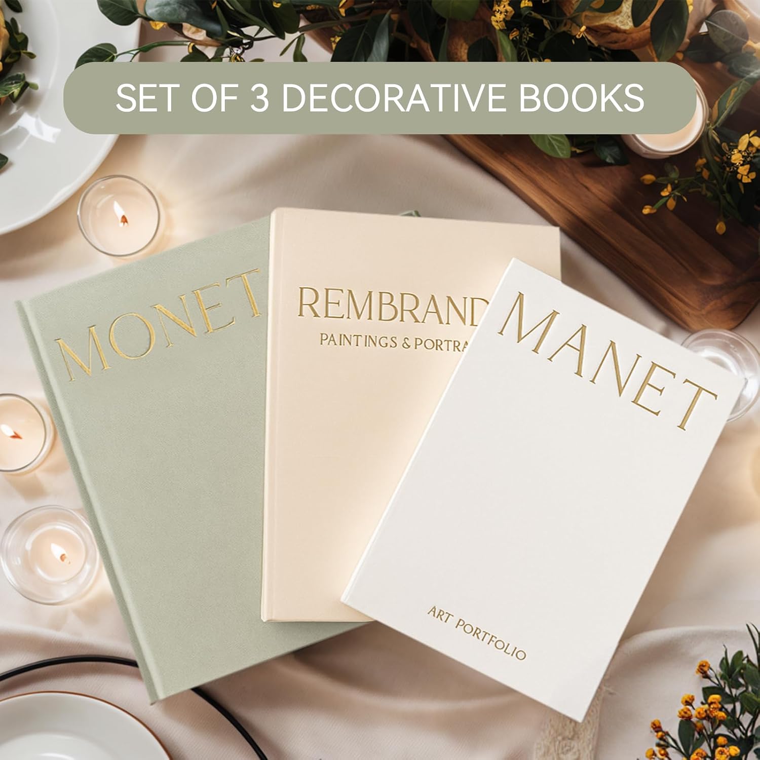 Decorative Faux Books / Sage-beige-white / Set of 3