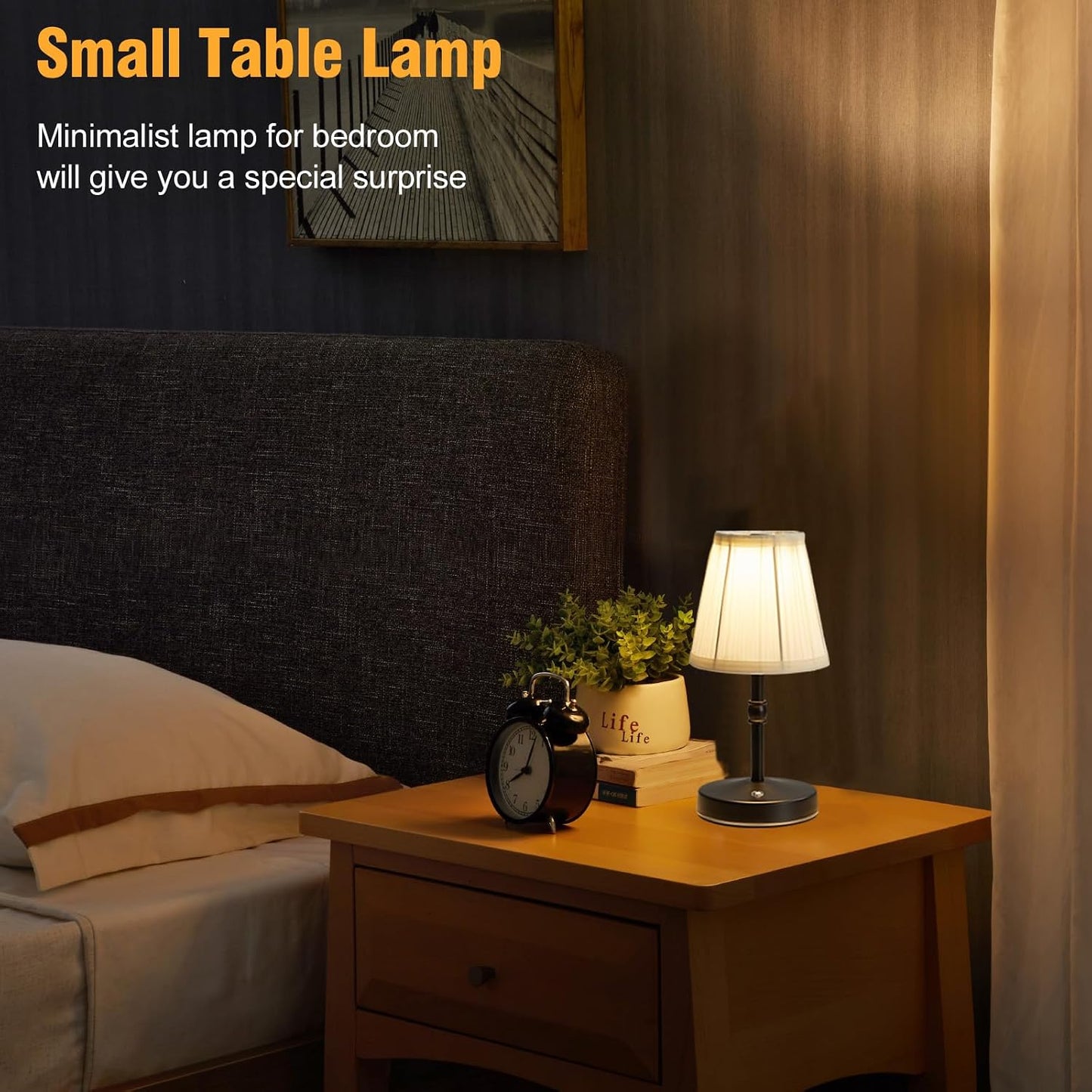 5W LED Cordless Mini Lamp,3000 mah Battery Operated Lamps,3 Color Temperature Dimmable Table Light,Small Rechargeable