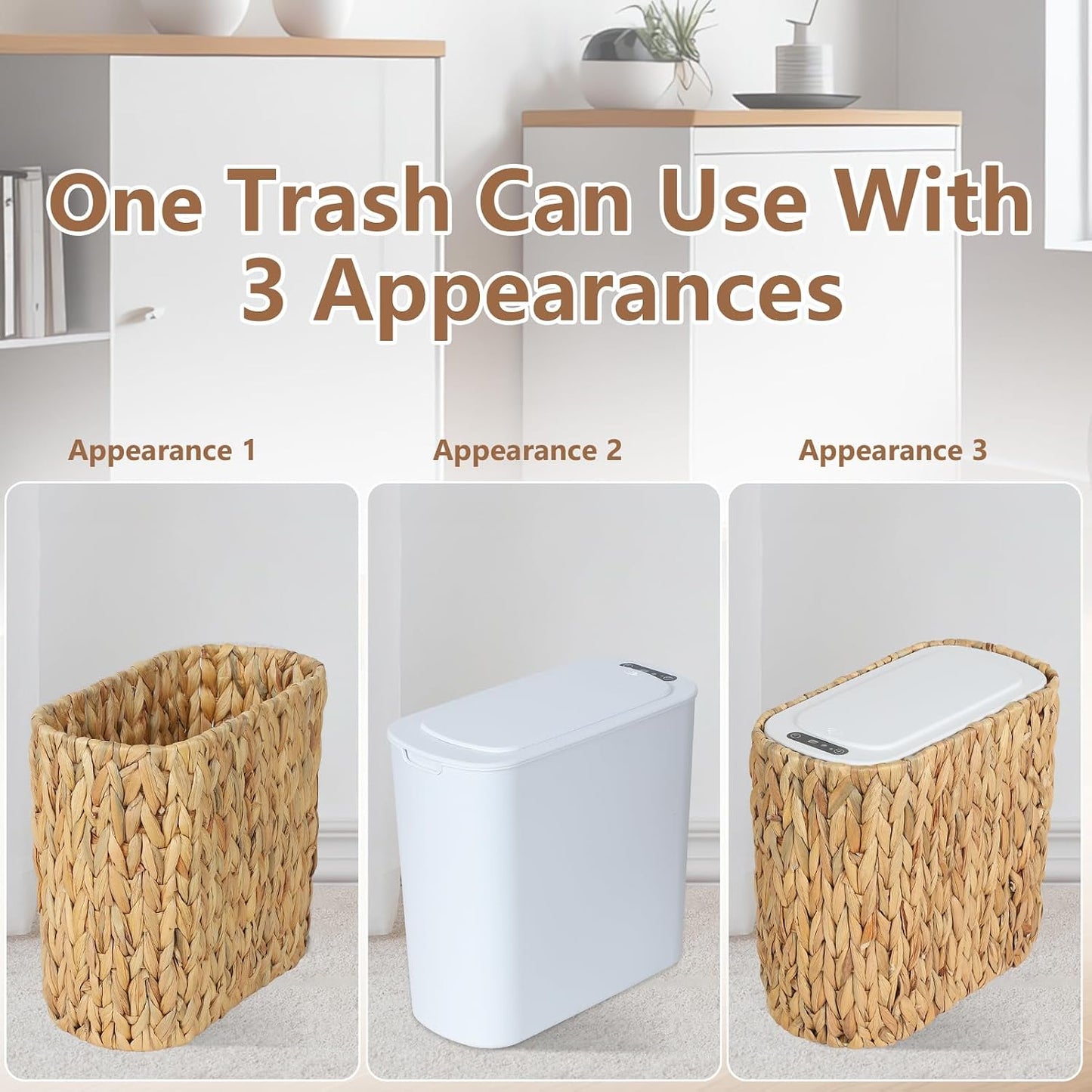 Boho Kitchen Trash Can / Water Hyacinth-auto