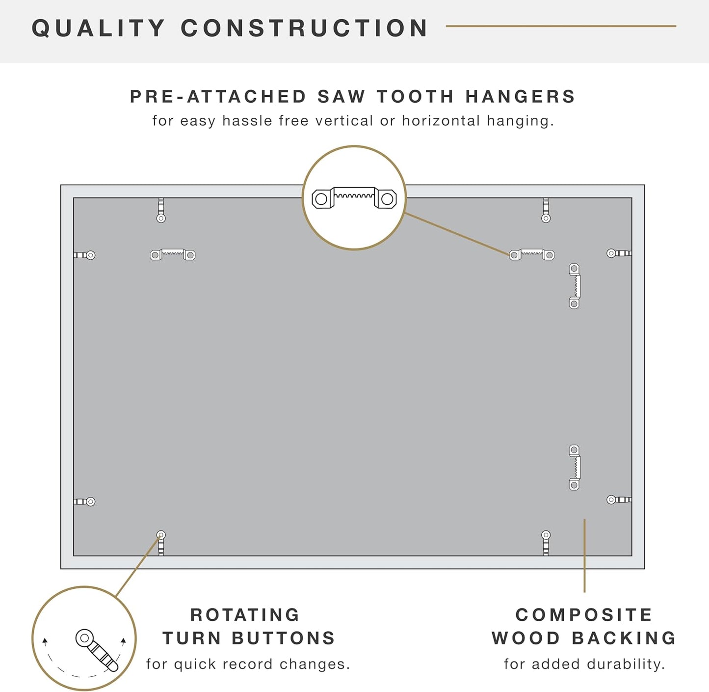 MCS Double Matted Record Album Frame, 16.5x25, Gray | Double Matted Frame Displays Vinyl LP Record And Jacket For Album