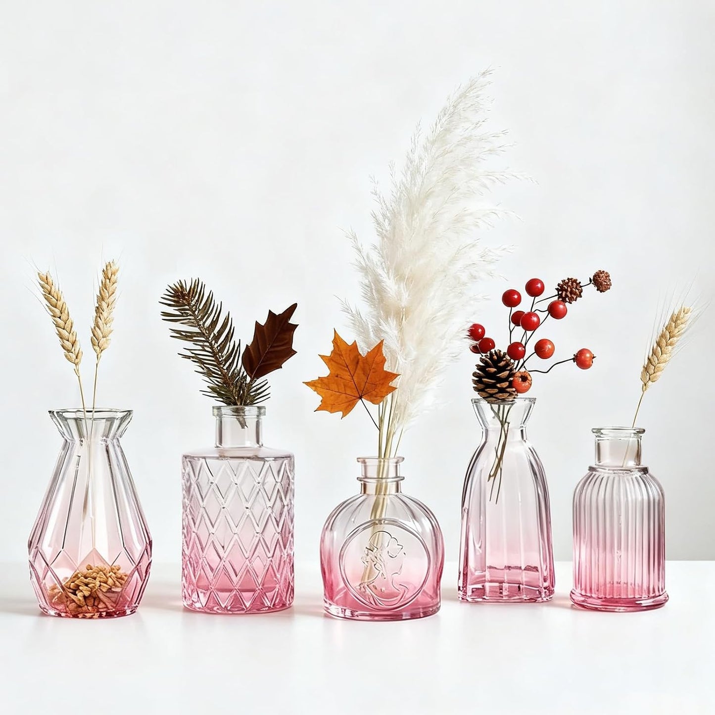Bud Vases / Small Vases for Flowers / Pink / Set of 32
