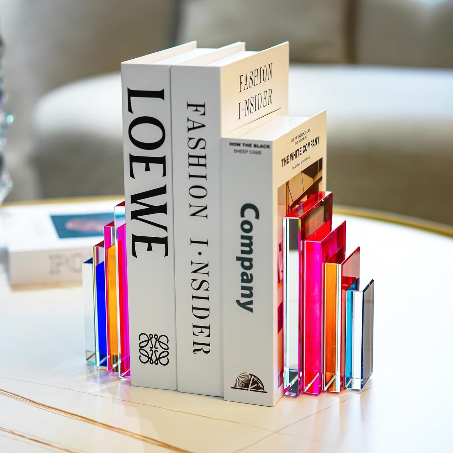6Lbs Heavy Crystal Bookends Geometric Crystal Bookends Decorative Bookends / Square