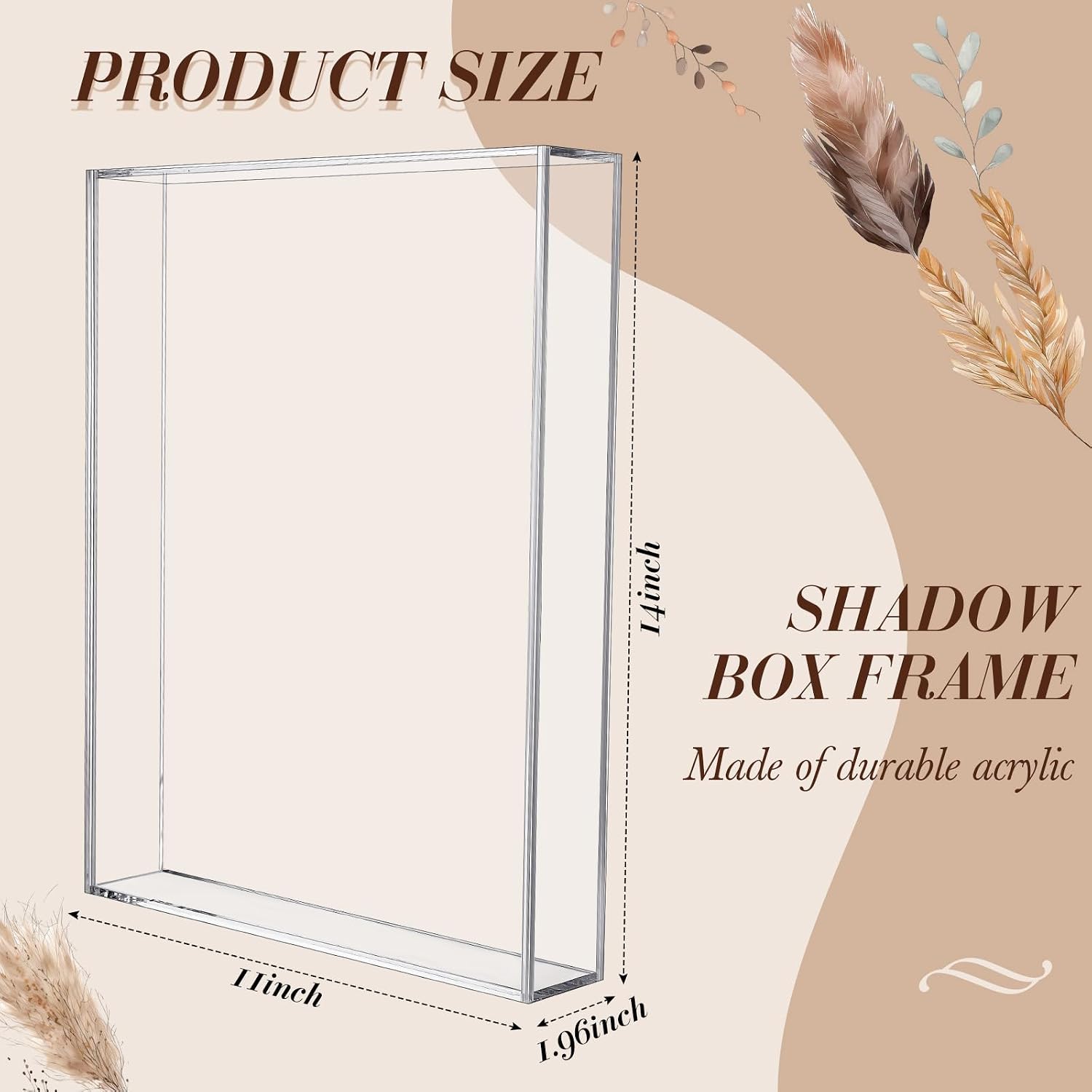 Barydat 2 Pcs 11'' x 14'' Acrylic Shadow Boxes Display Cases, Shadow Box DIY Frame Clear Acrylic Display Cases Wedding
