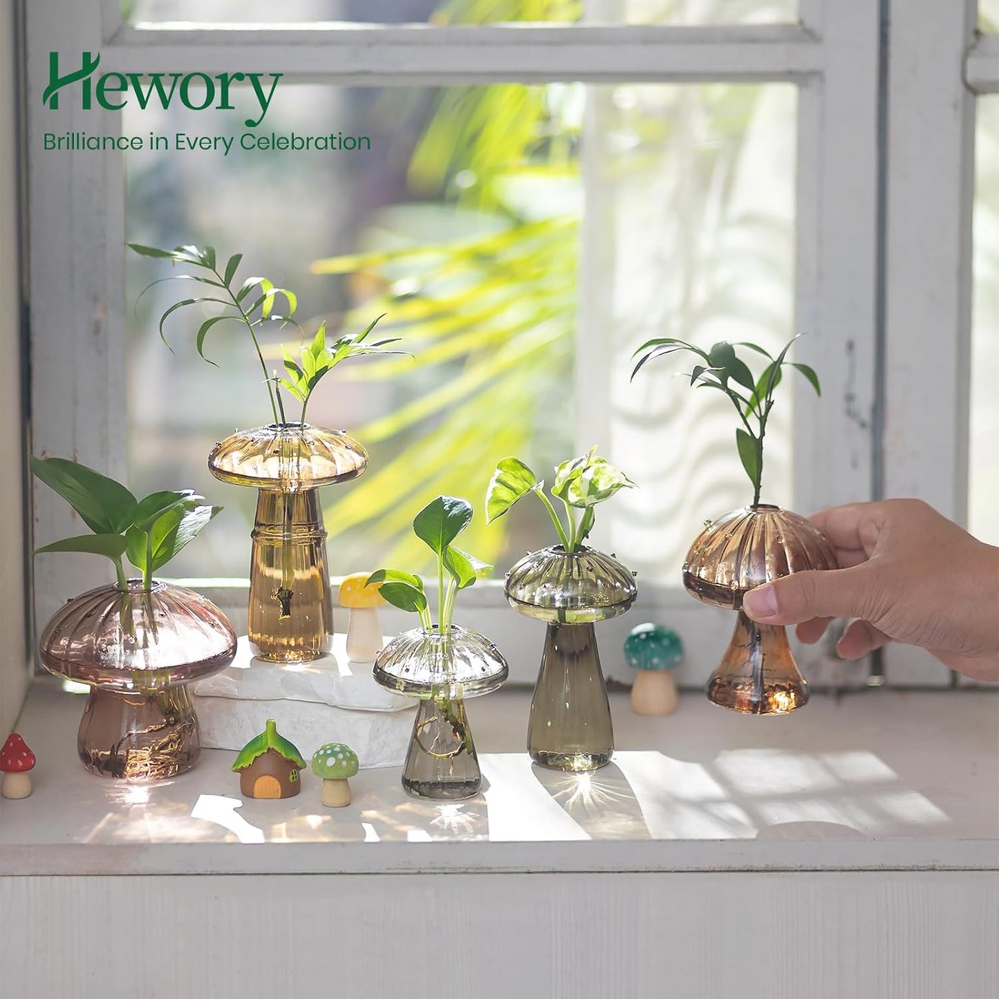 Unique Propagation Jars Glass Planter / Multi-amber / Set of 5