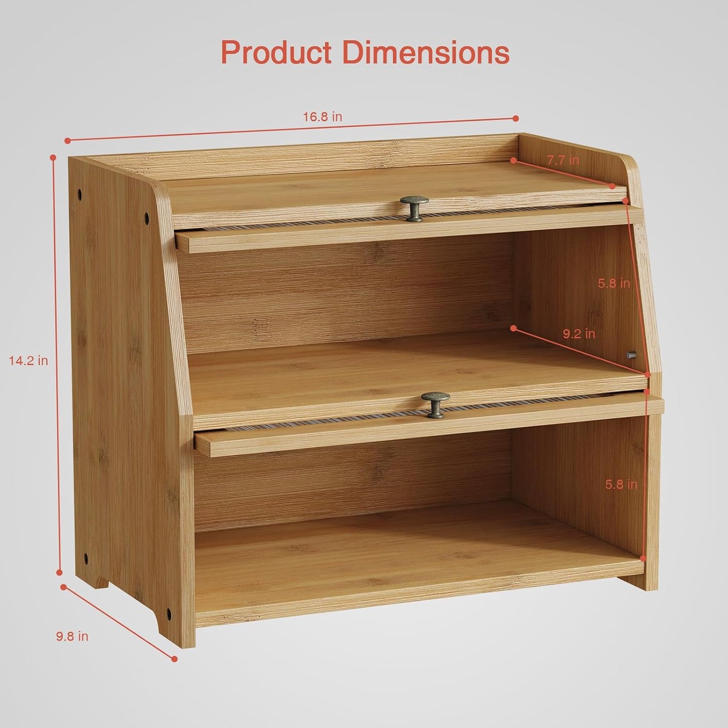 Goozii Large Bread Box for Kitchen Countertop, Double Layer Breadbox for Homemade Loaf Bread, Farmhouse Bread Storage