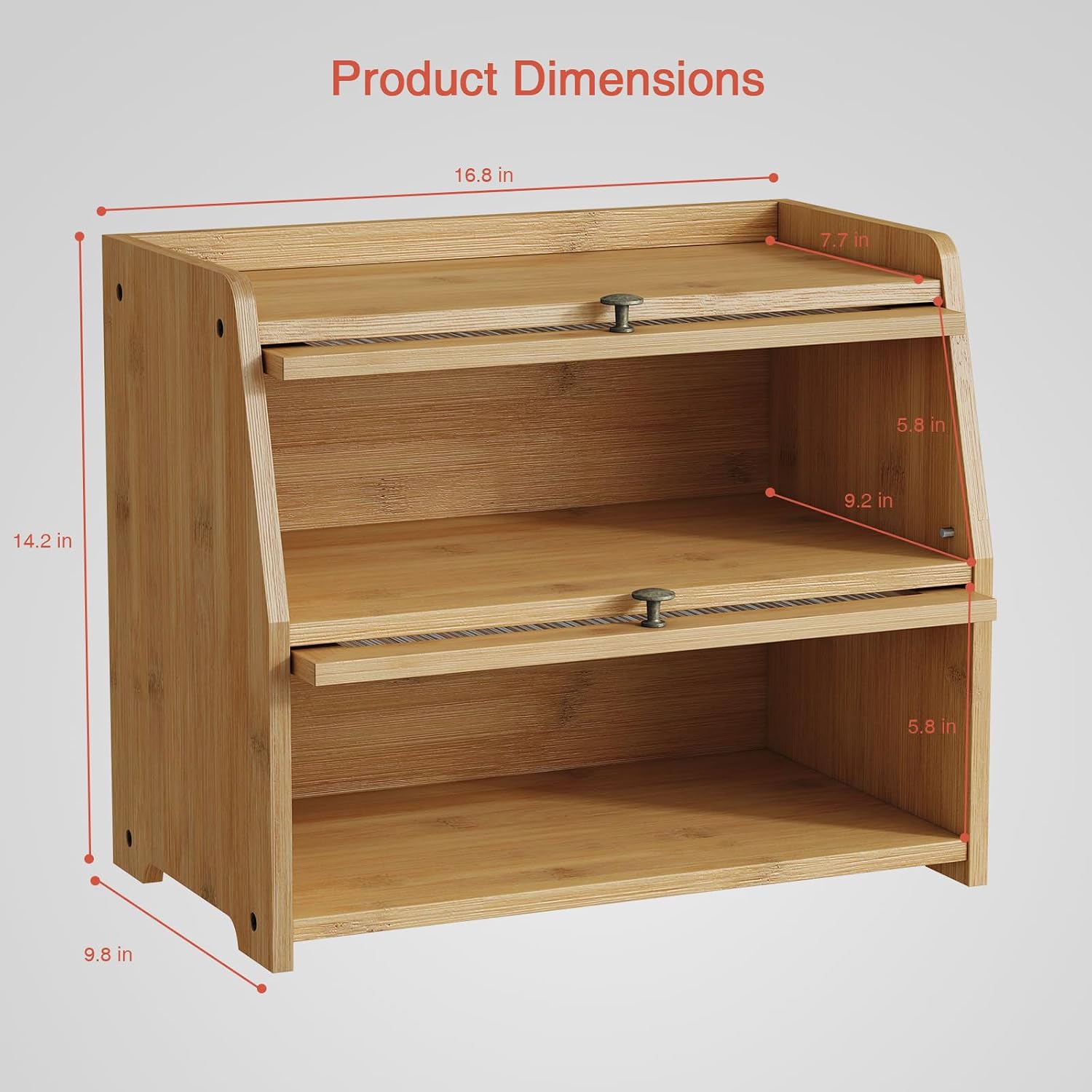 Goozii Large Bread Box for Kitchen Countertop, Double Layer Breadbox for Homemade Loaf Bread, Farmhouse Bread Storage