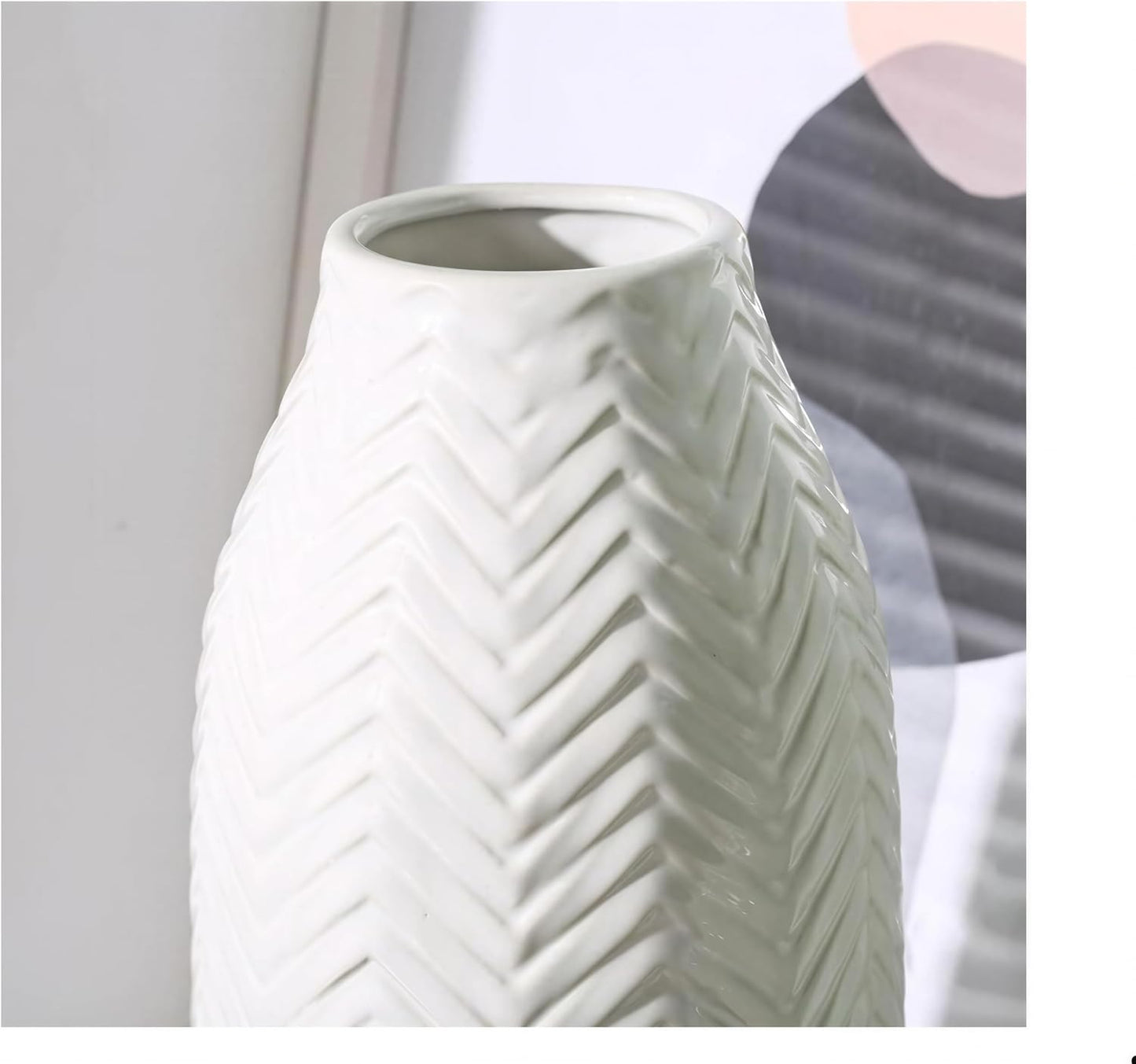 Vase for Flowers Ceramic Vase for Decor / 6d'' x 12"H / White