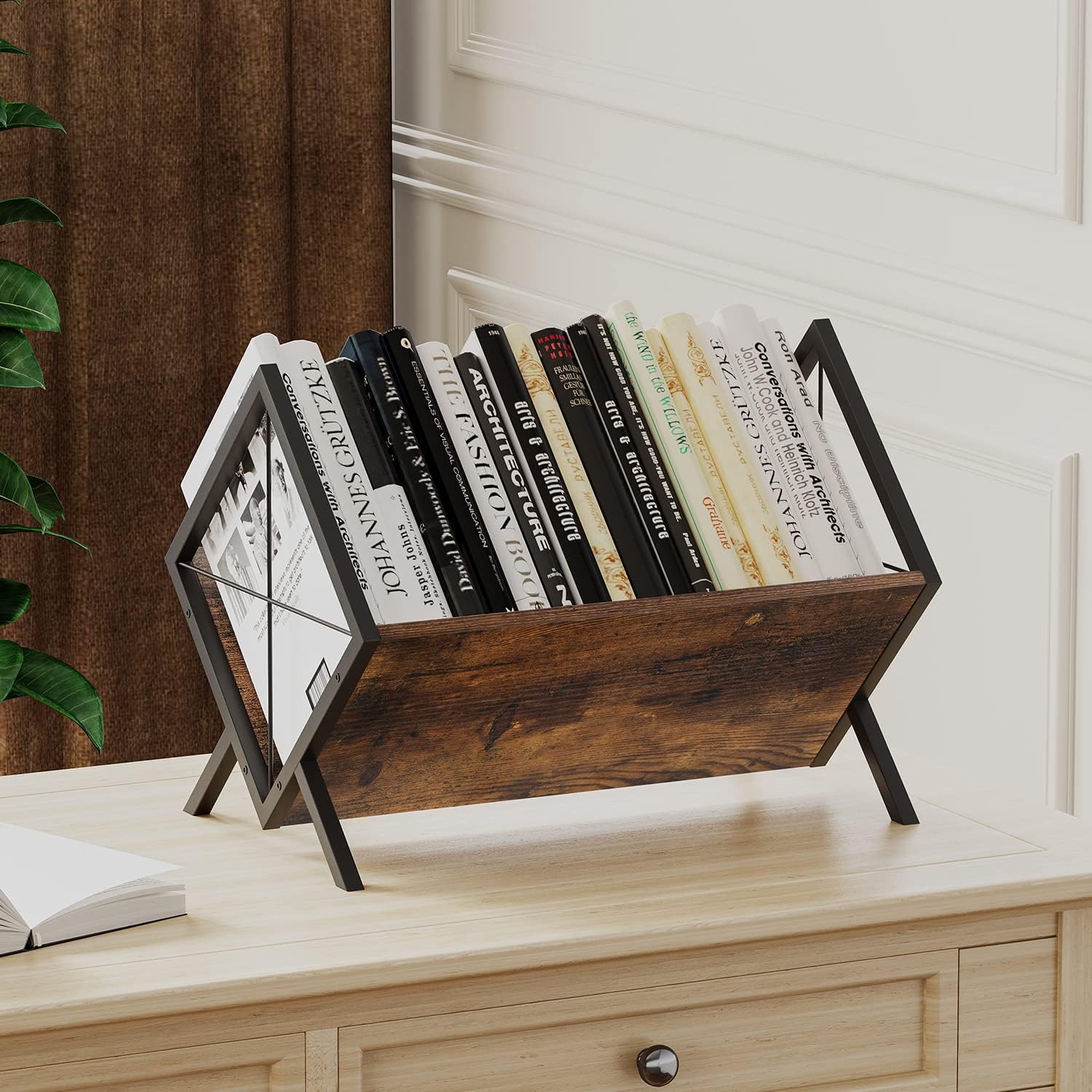 YINMIT Vinyl Record Holder, 80-100 LP Vinyl Record Storage Rack, Quick Assembly Vinyl Record Display, Retro Style