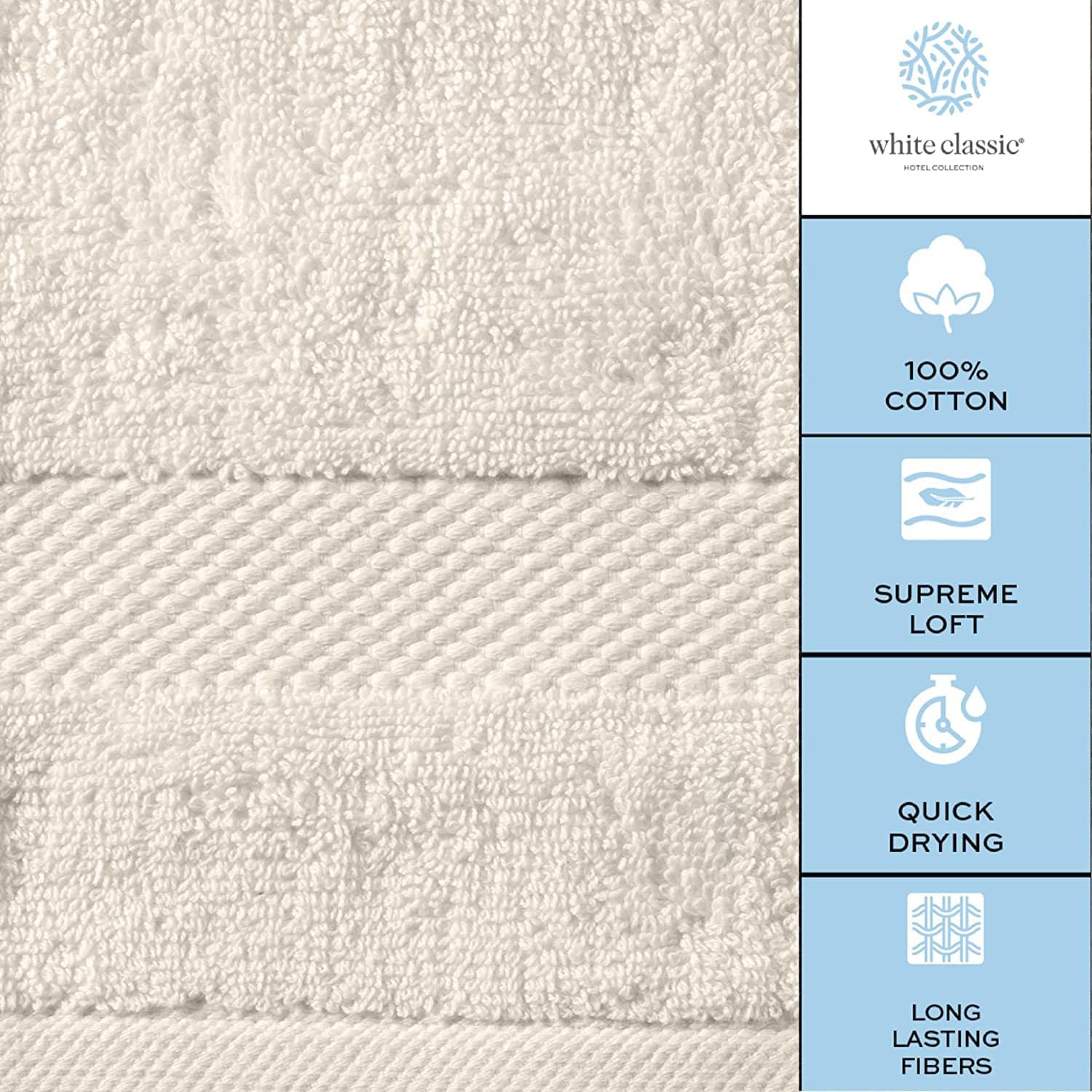 White Classic Luxury Ivory Hand Towels - Soft 100% Turkish Cotton | Highly Absorbent Hotel spa Bathroom Towel