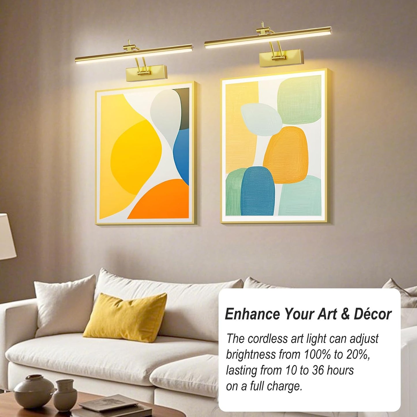 Yuichoy 2 Pack Picture Light Battery Operated for Wall, 16" Wireless Art Lighting for Painting, 6 Colors Picture Frame