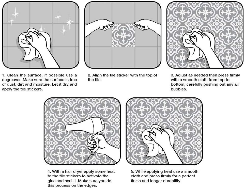 Moroccan Style Tile Sticker / 4 x 4 / Set of 25