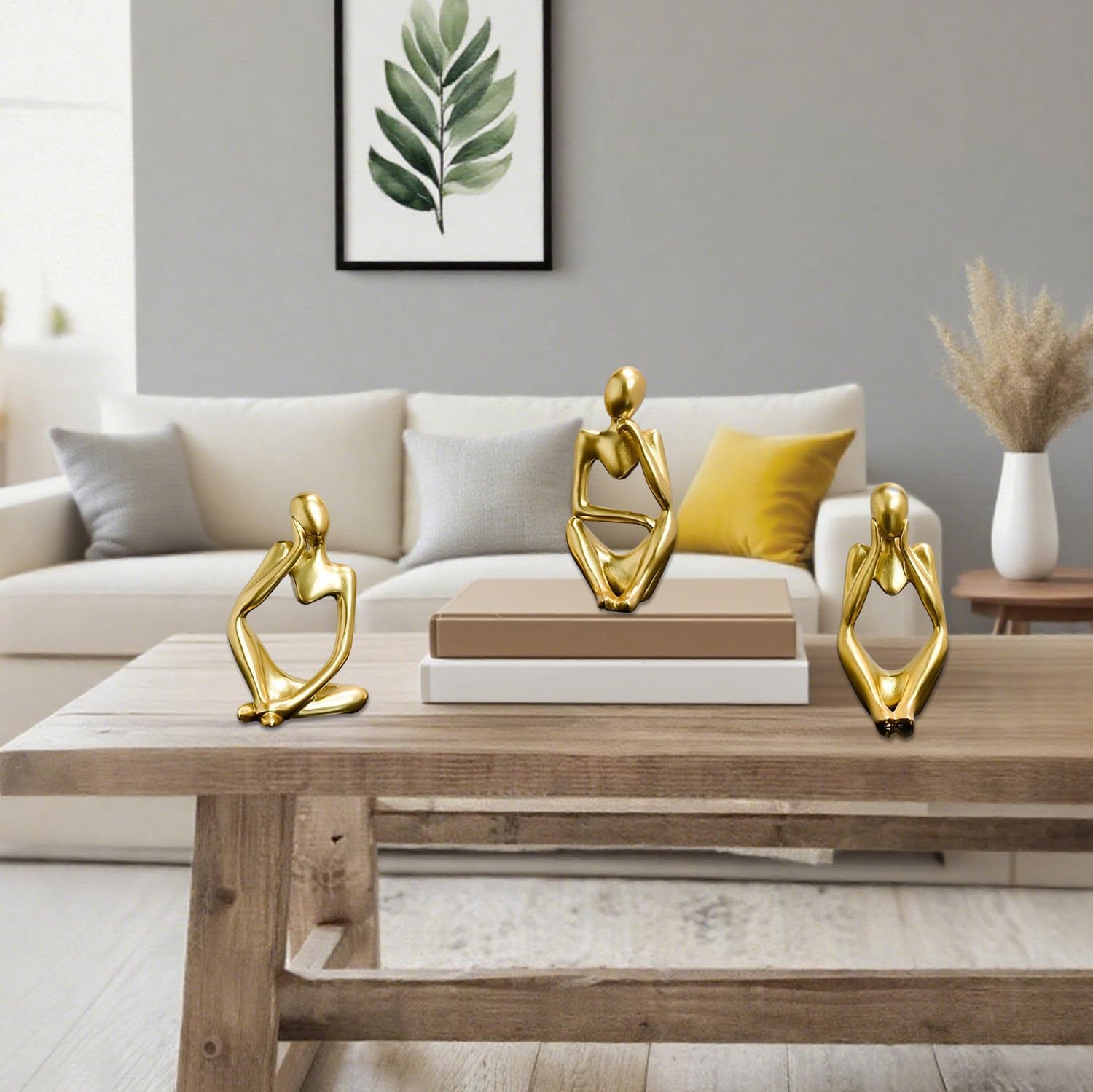 Thinker Statue Abstract Art Thinker Figurines Home Decor / Gold / Set of 3