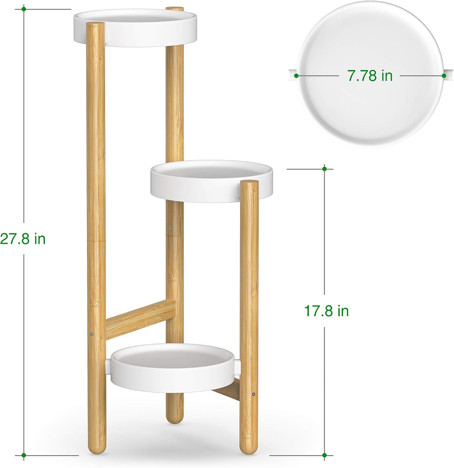 3 Tier Plant Stand Indoor, Tall Bamboo Corner Shelf for Multiple Plants | Narrow 3-Tier Display, Easy-Clean