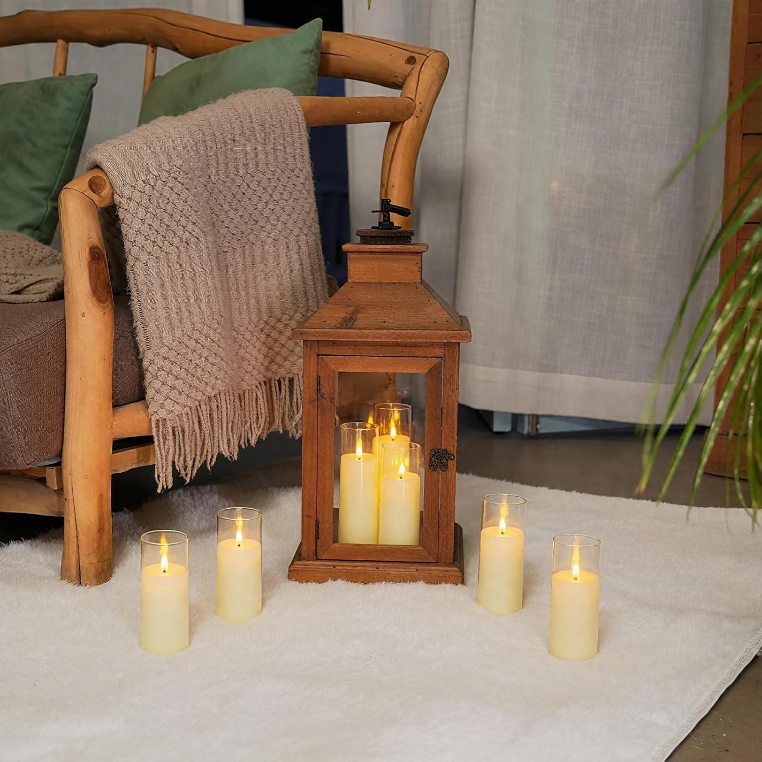 Homemory Ivory Flameless LED Pillar Candles, Remote Timer, 9 Pack | Battery operated flickering LED pillar c, les, dual