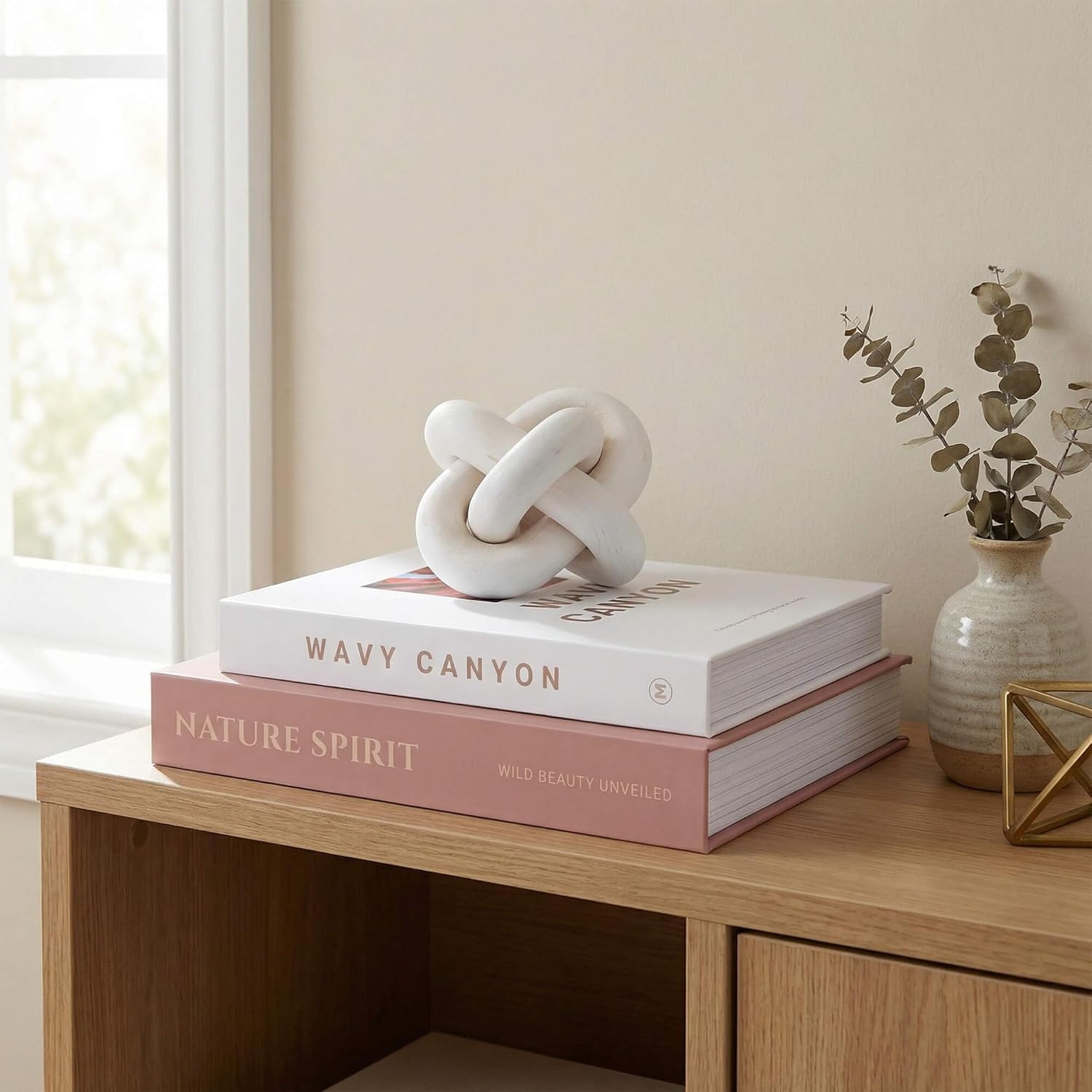 Elegant Decorative Book Boxes / Red-brown & Cream / Set of 2