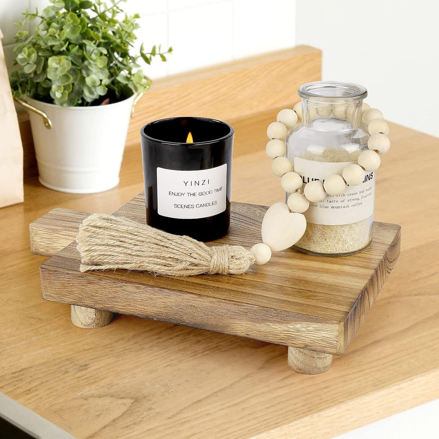 Handmade Wooden Tray / Wood / 10.8 x 6.9 x 2 / Set of 2