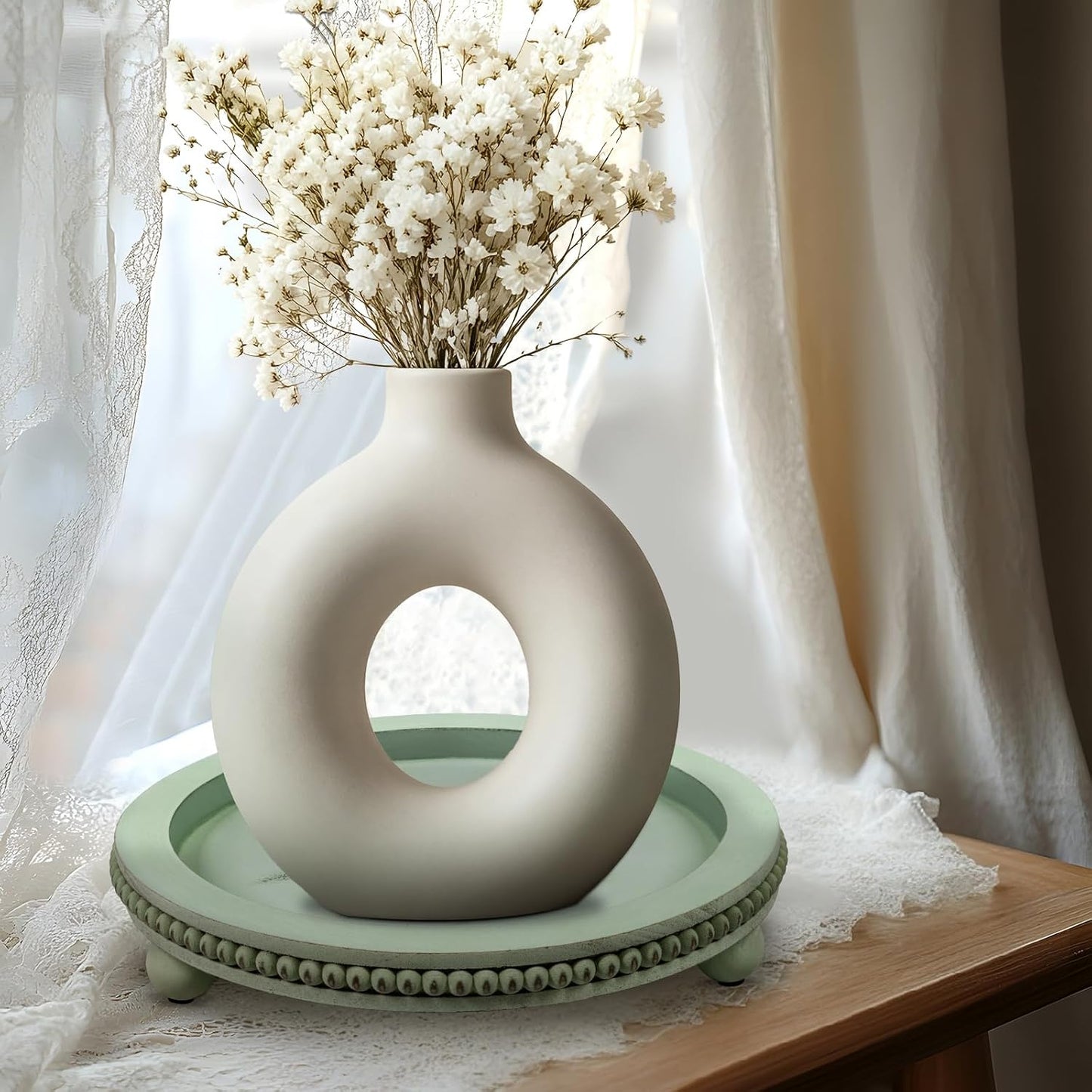 Wooden Decorative Tray / Sage Green