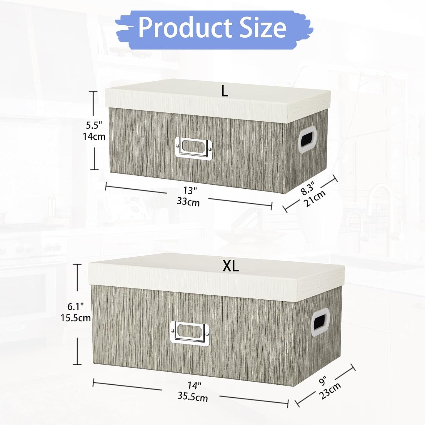 Decorative Storage Boxes / Greywhite / Gray / Set of 2
