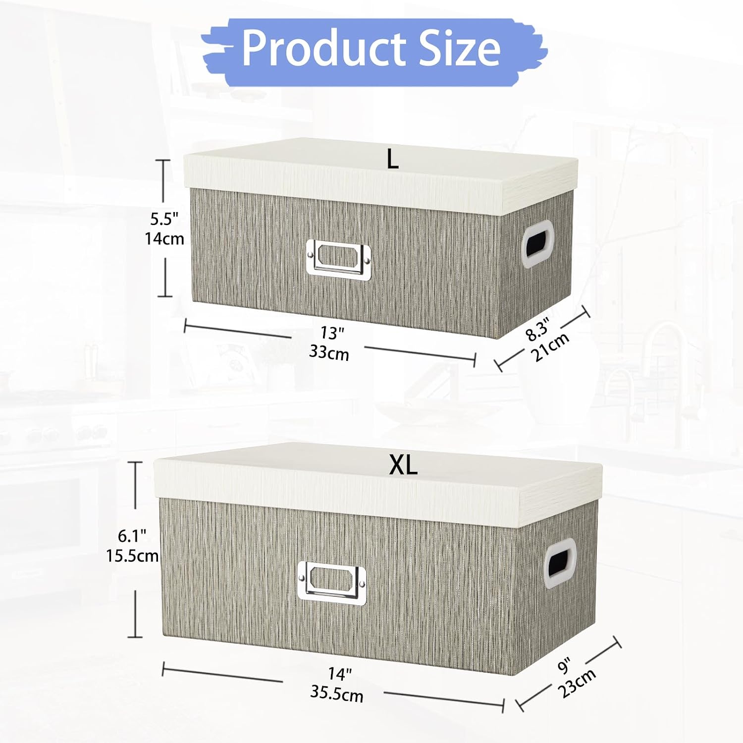 Decorative Storage Boxes / Greywhite / Gray / Set of 2