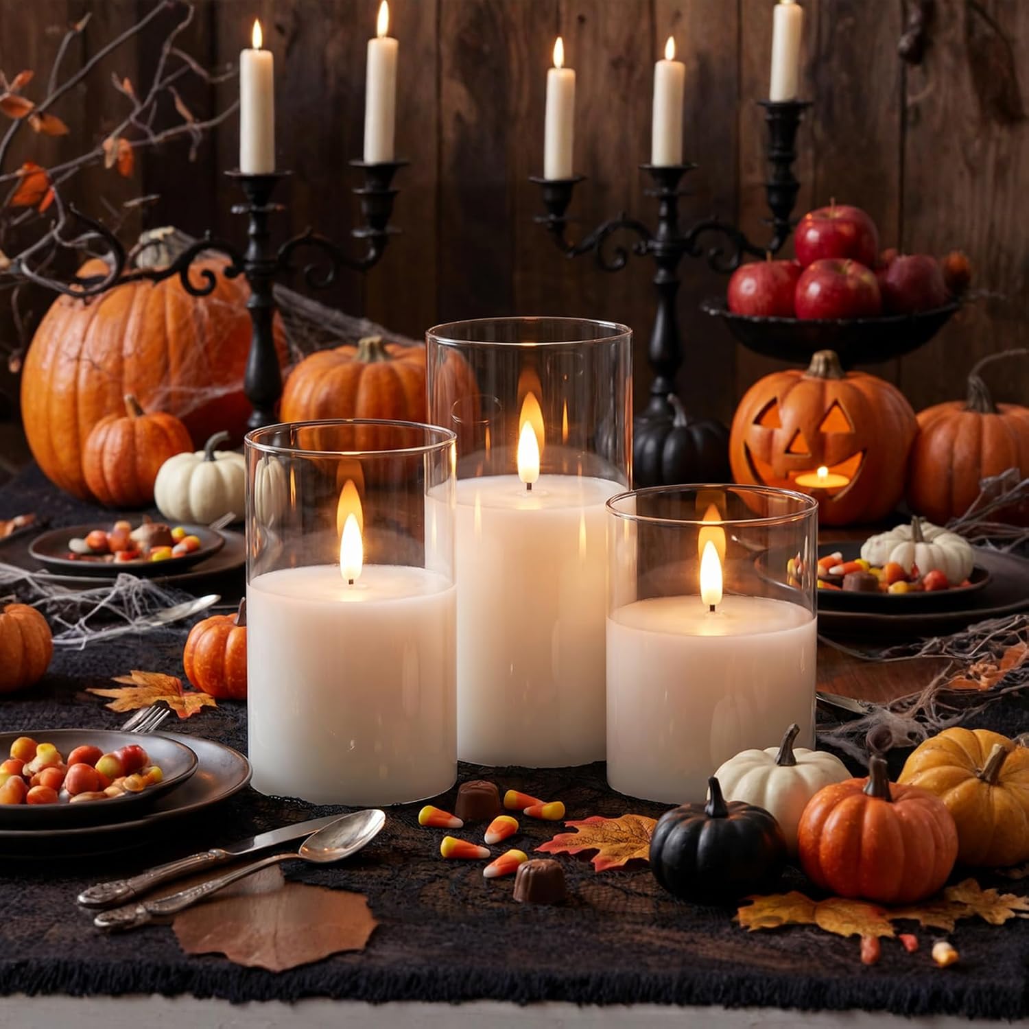 GenSwin Glass Rechargeable Flameless Candles Remote Battery Operated, Clear | LED Pillar Candles, Long Lasting Real Wax