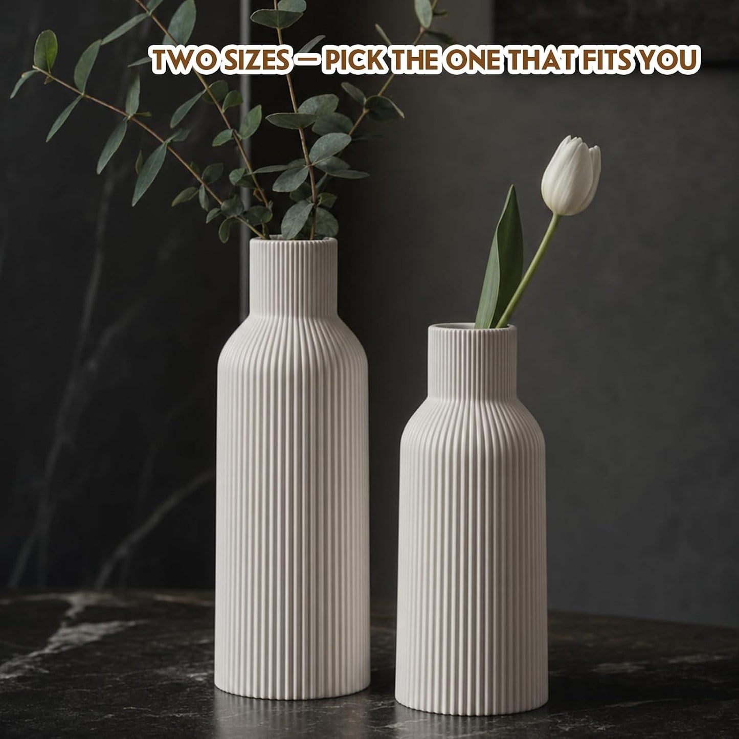 Tall Ceramic Vase / 1-piece-set / Large White
