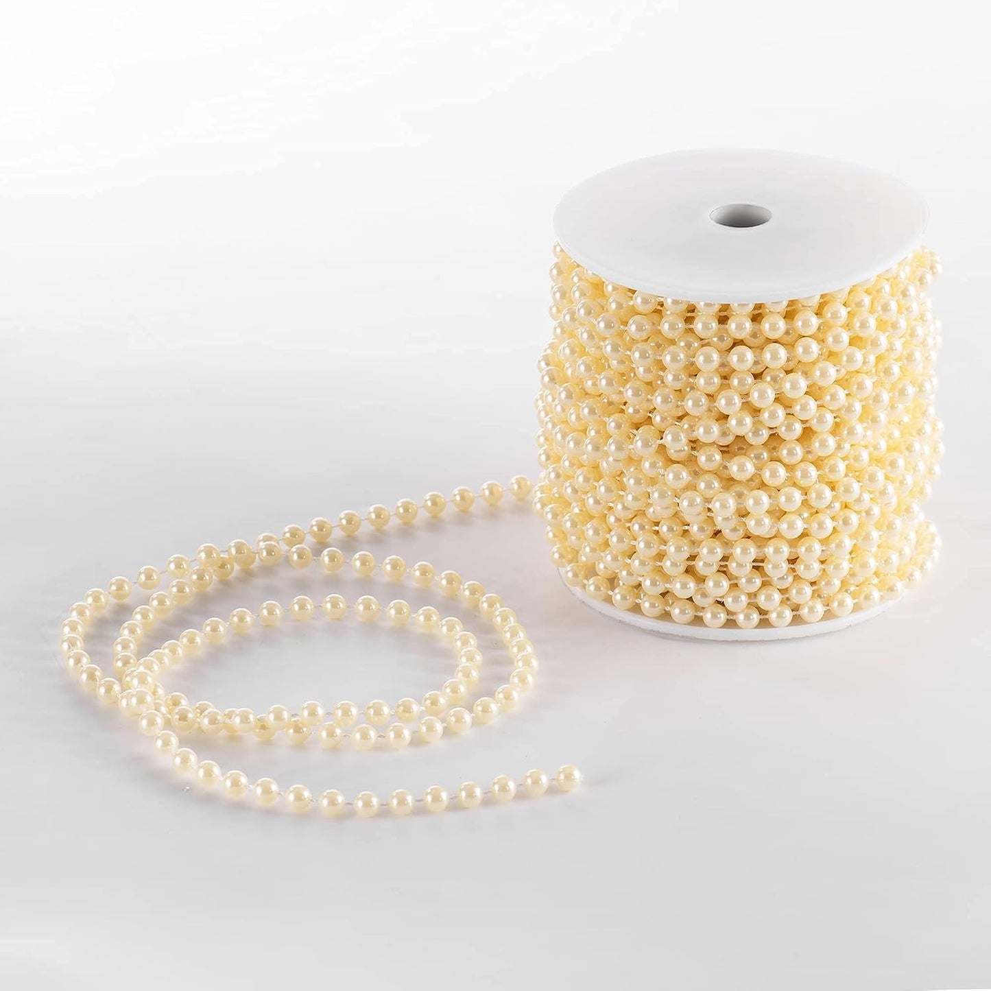 Faux Pearl Garland Spool Roll Strand Wedding Party Decoration / Ivory / 0.24 In 66 Ft