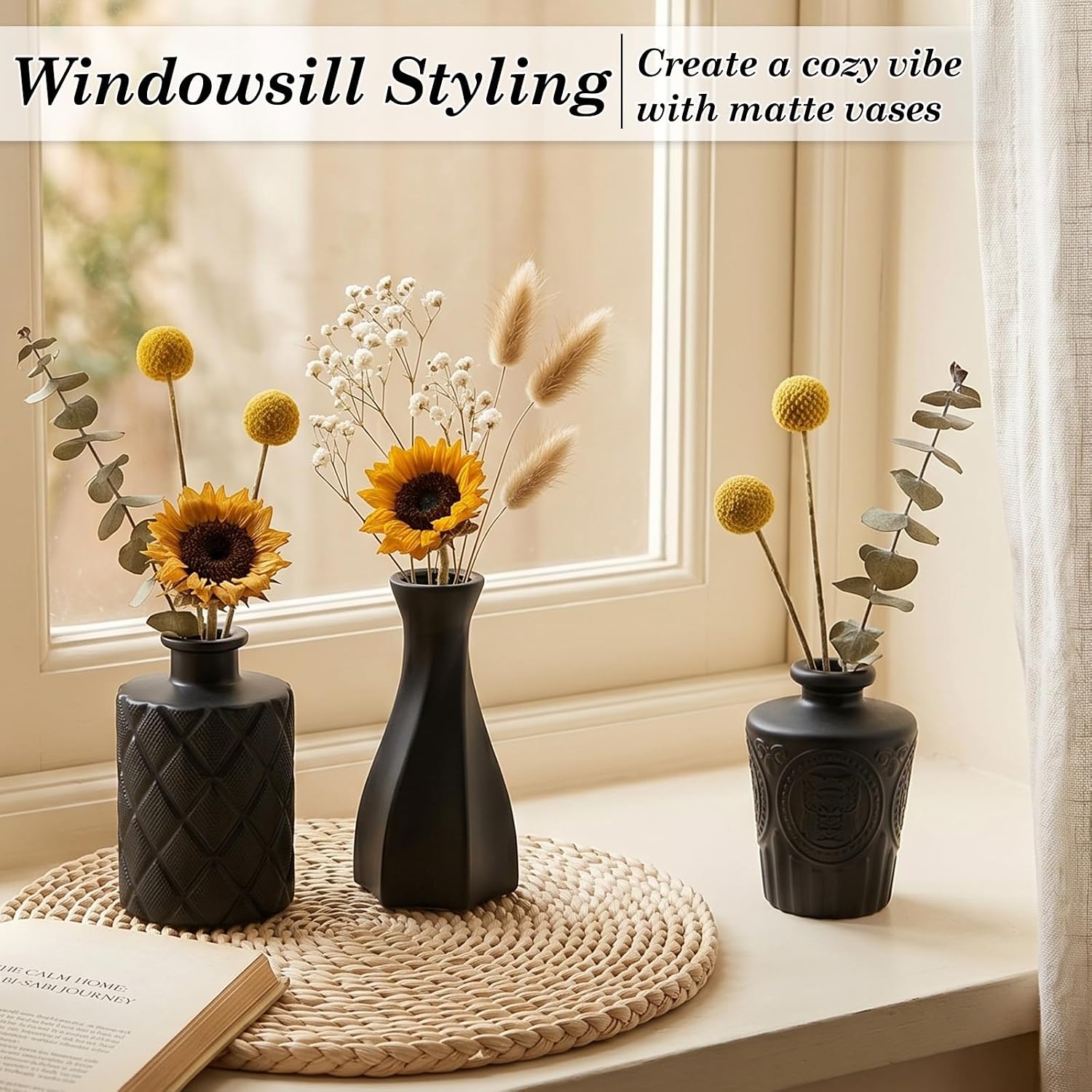 Glass Bud Vases Set / Black / Set of 24