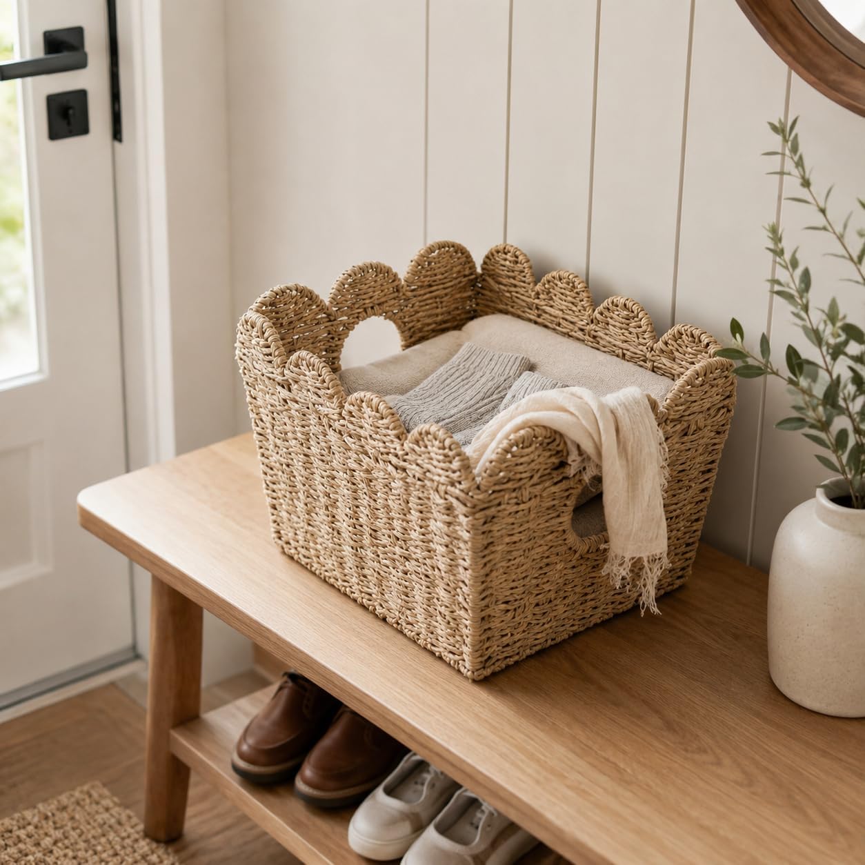 Scalloped Wicker Baskets / Set of 2