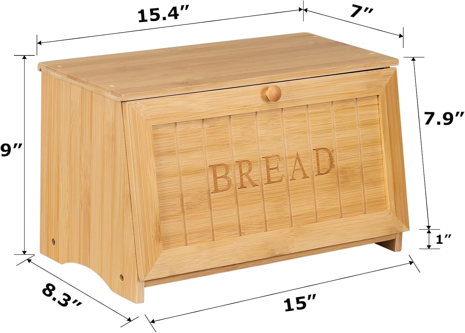 HOMEKOKO Vintage Wooden Bread Box for Kitchen Countertop, Natural Bamboo | Retro Farmhouse Style, Holds 2 Loaves