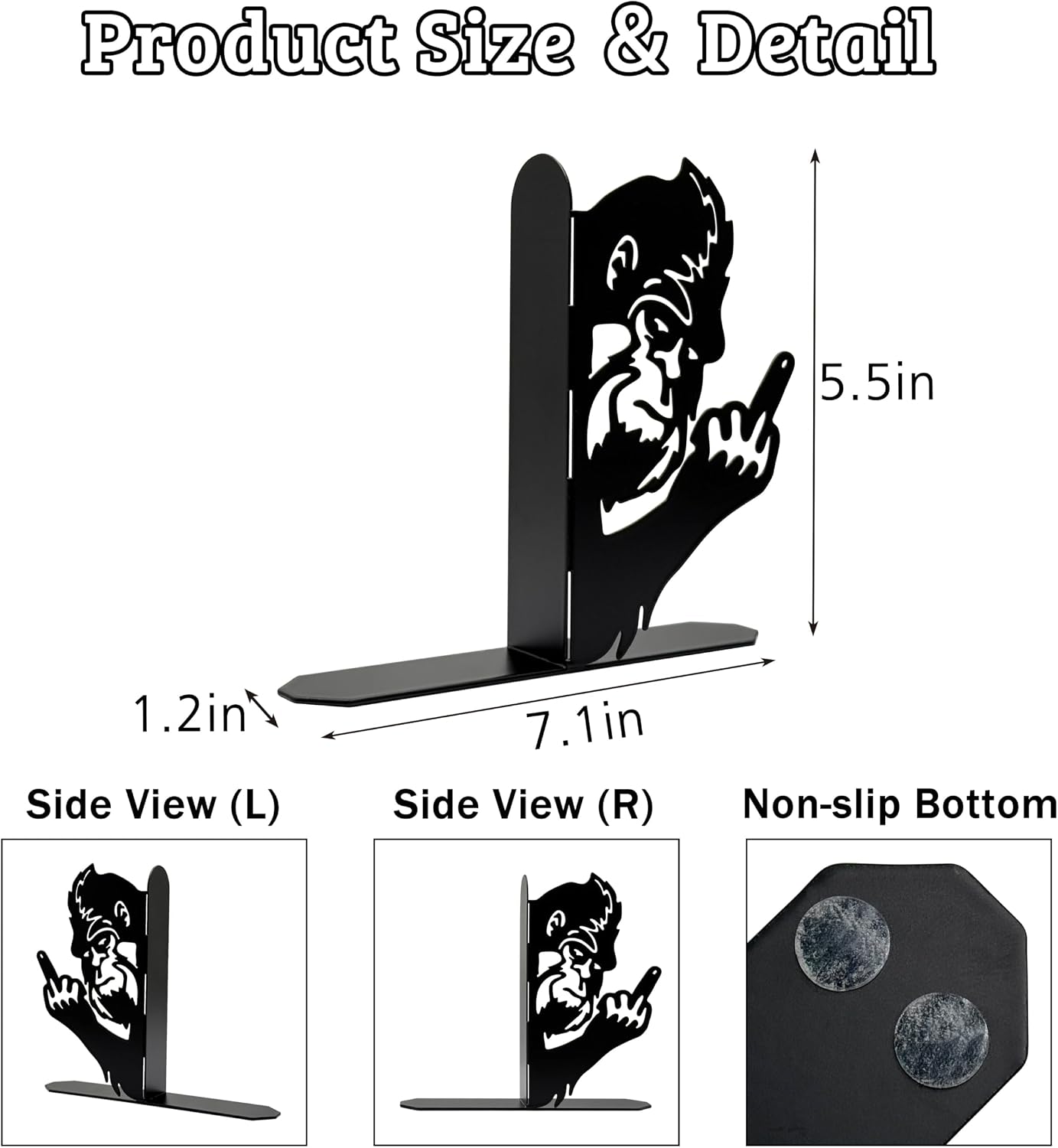 Peeping Bigfoot Metal Bookends Funny Sasquatch Book Ends