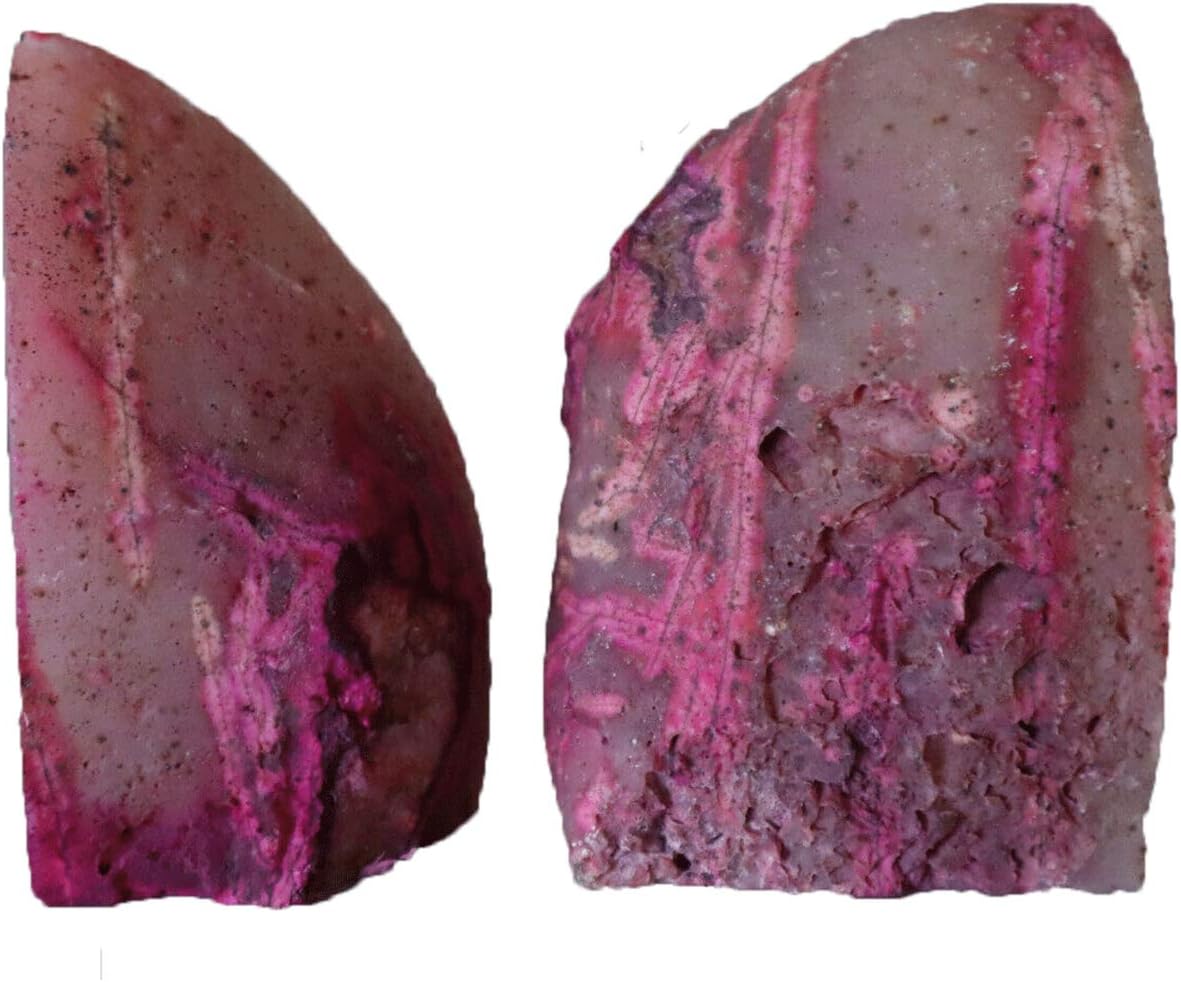 Brazilian Agate Geode Bookends 1 Pair 3-4 Lbs Unique Home Decor / Pink / 3-4LBS