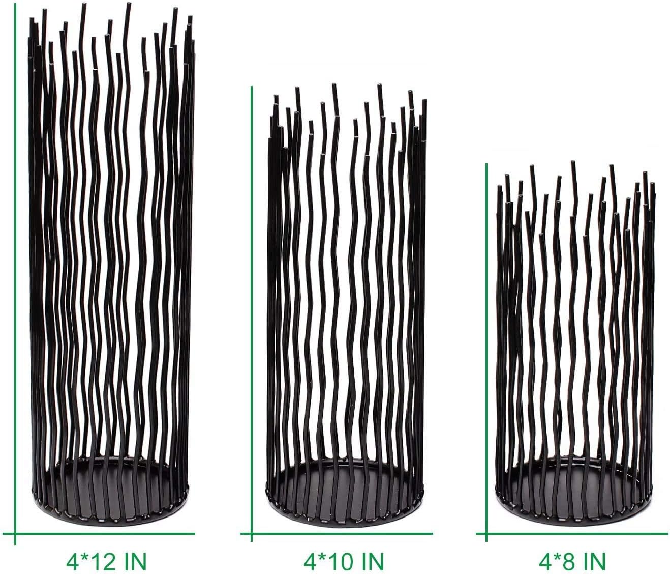 Set of 3 Metal Iron Candle Holder, Black Candlestick Modern Table Centerpiece for Indoor & Outdoor Decor, Dining Room