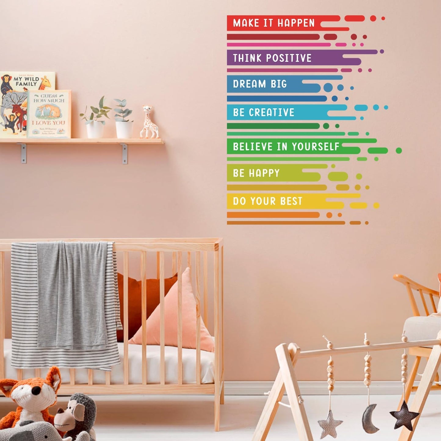 Motivational Saying Classroom Wall Sticker Colourful / Positive Affirmation Wall Decal / Set of 59