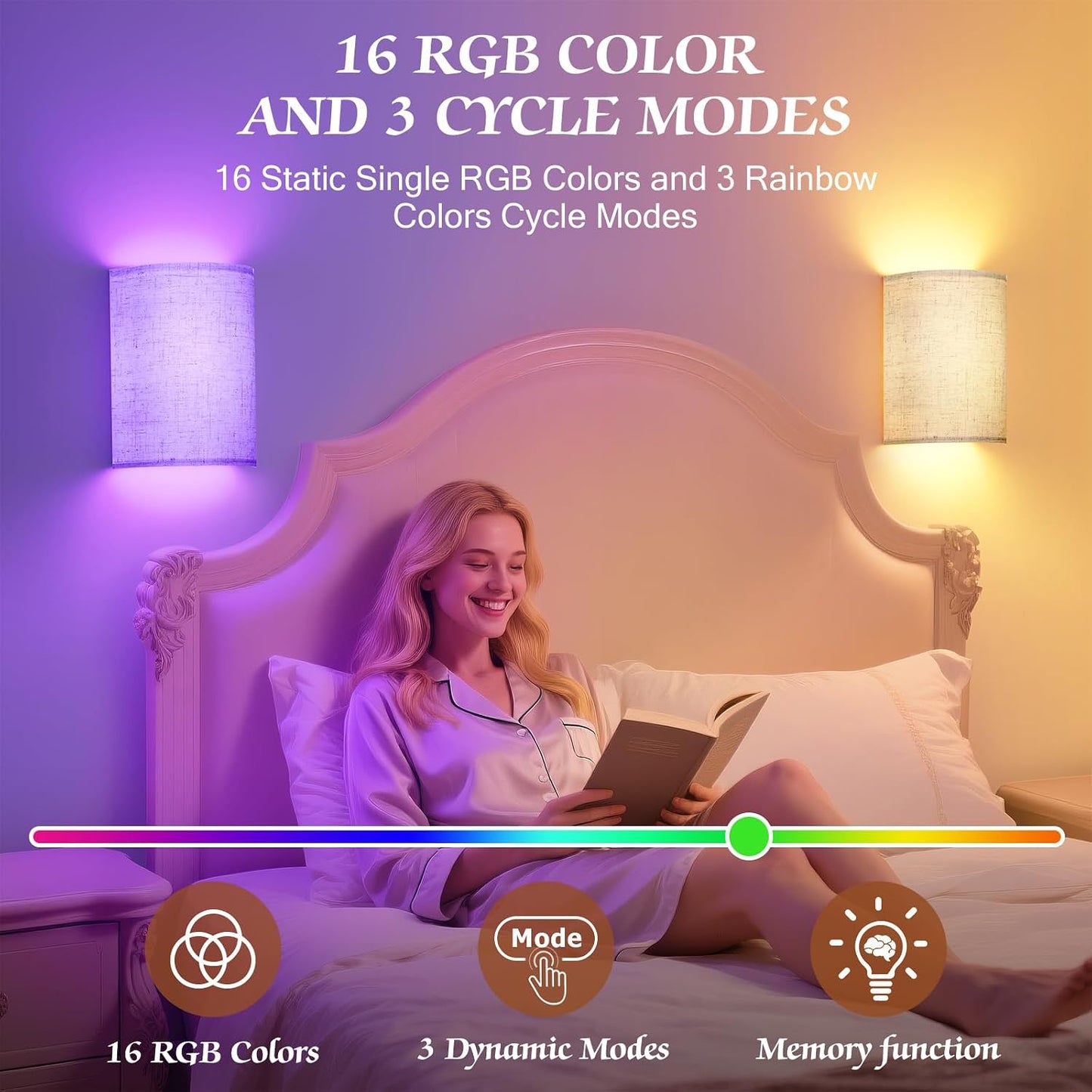 OCATO Battery Operated Wall Sconce Wireless Wall Sconces Set of Two | Rechargeable Magnetic Bulb Wall Lights Lamp
