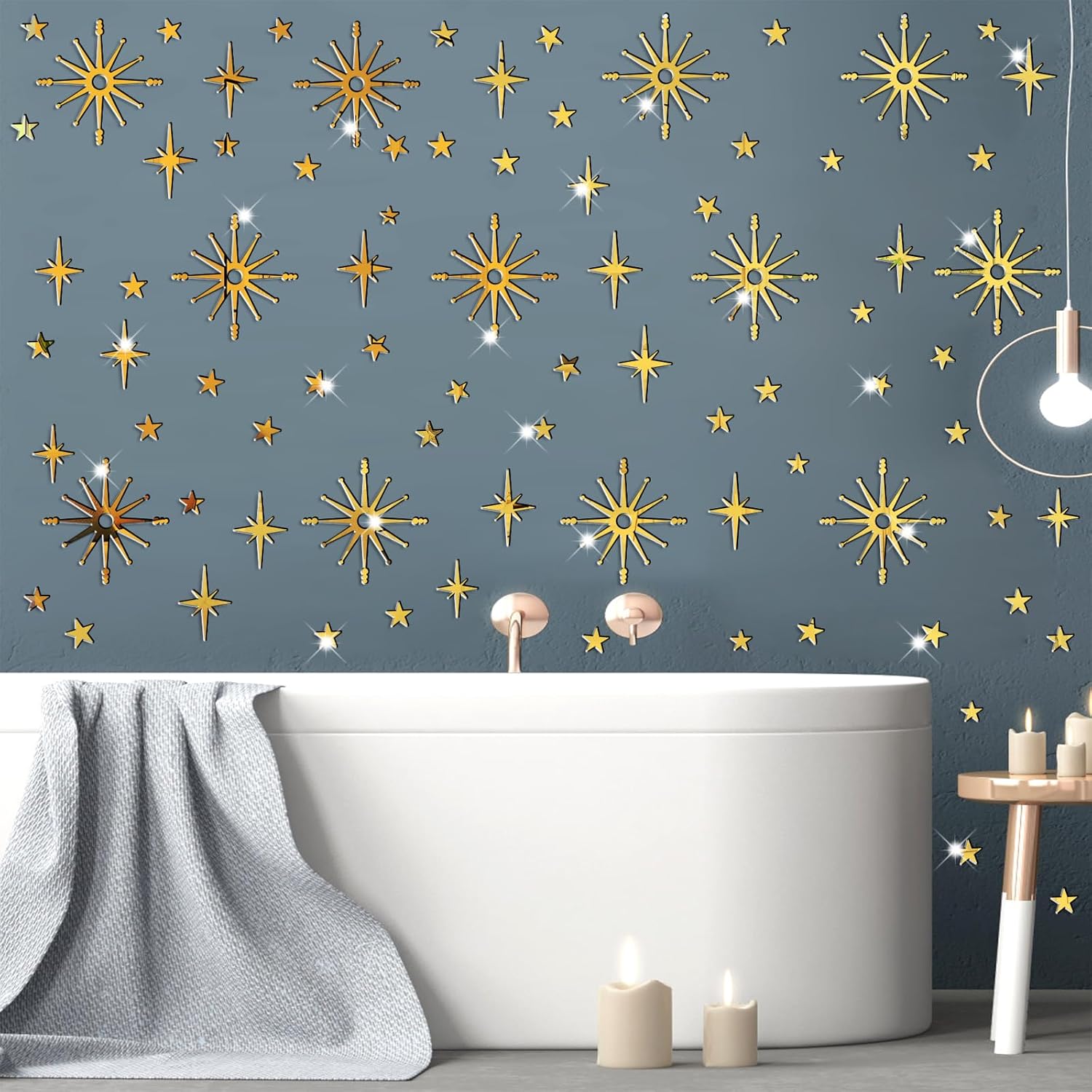 Star Wall Decals Gold Stars Stickers Ceiling Decor Removable Acrylic Mirror Decal Peel / Retro Gold
