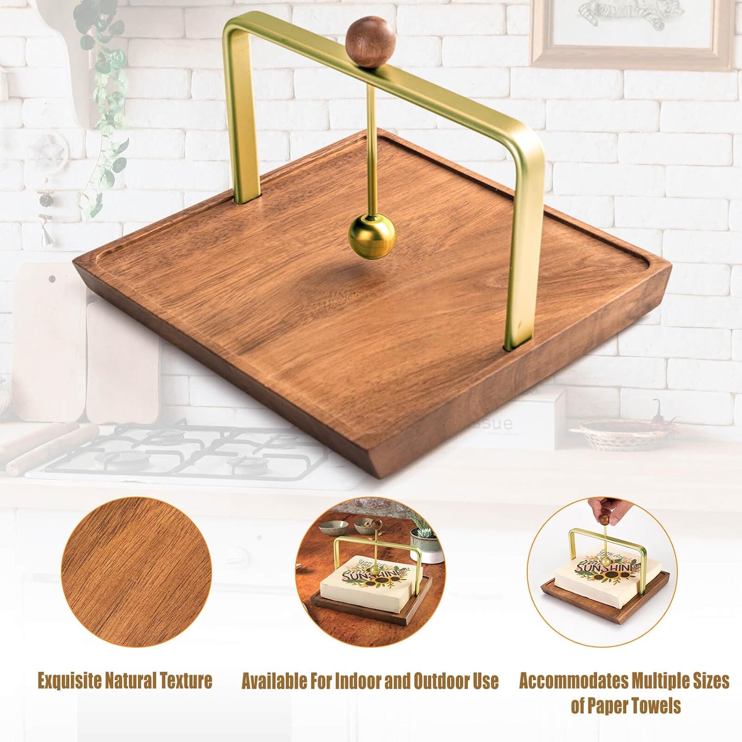 Wood Napkin Holder / Gold