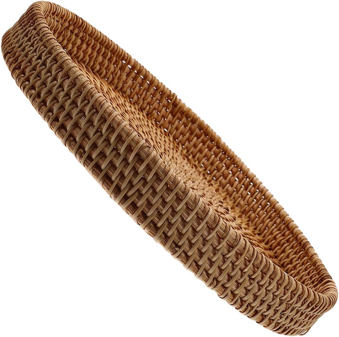 Round Rattan Tray / 8.7" Woven Wicker Serving Basket for Bread Fruit & Snacks